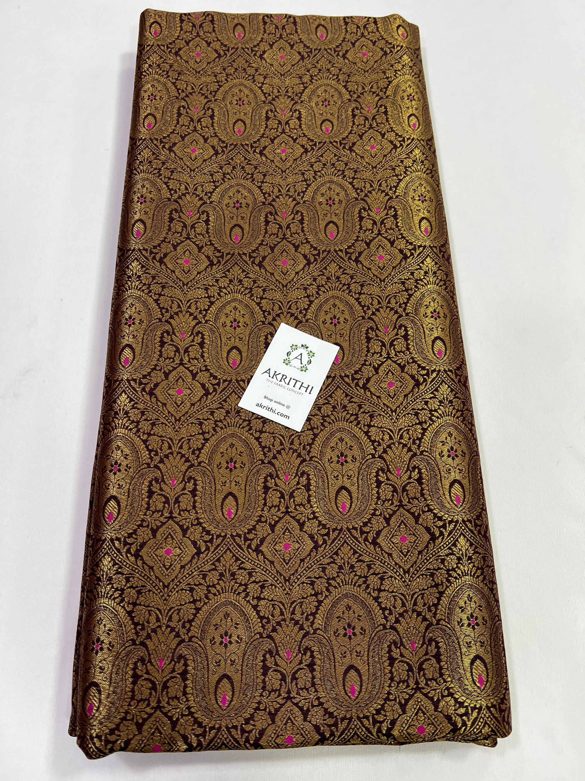 Handloom Banarasi brocade fabric with antique zari