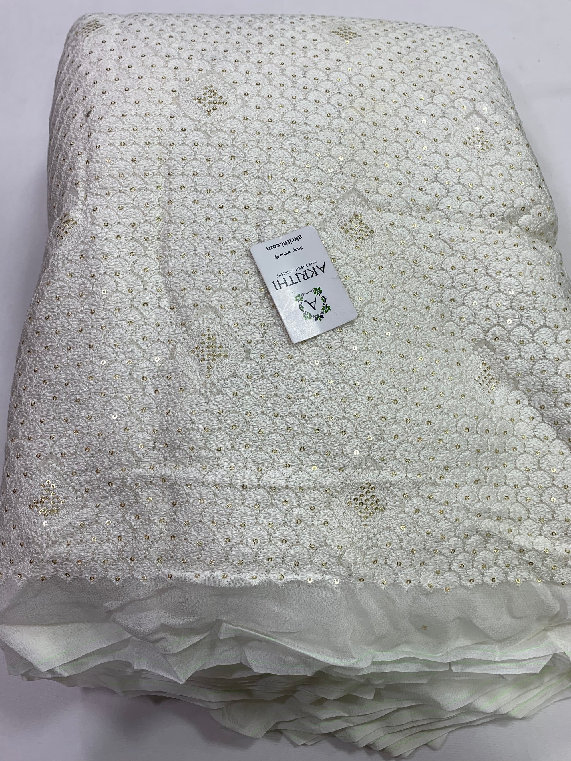 Embroidery on dyeable pure georgette fabric