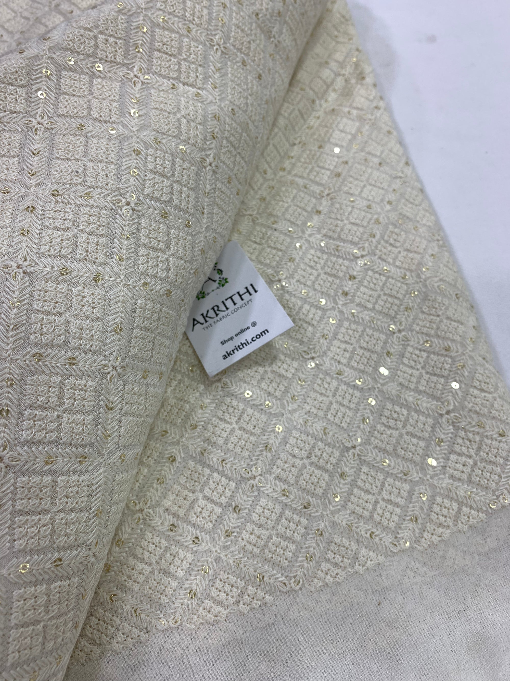 Embroidery on dyeable pure georgette fabric