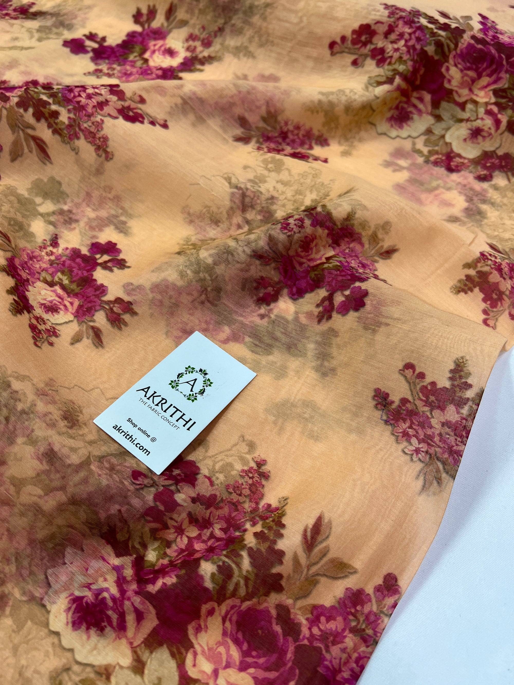 Floral Printed Pure silk cotton fabric