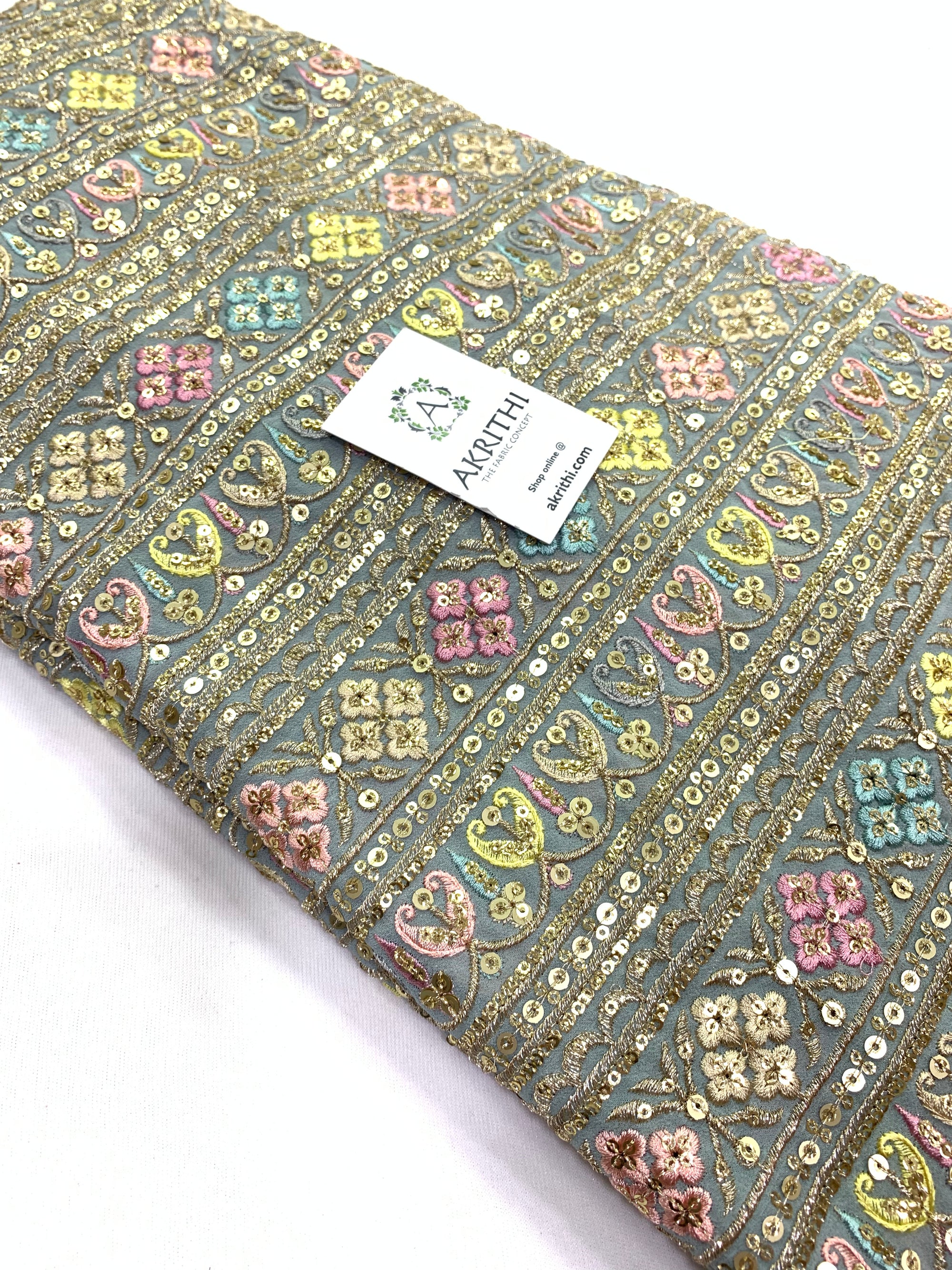 Embroidery on pure georgette fabric