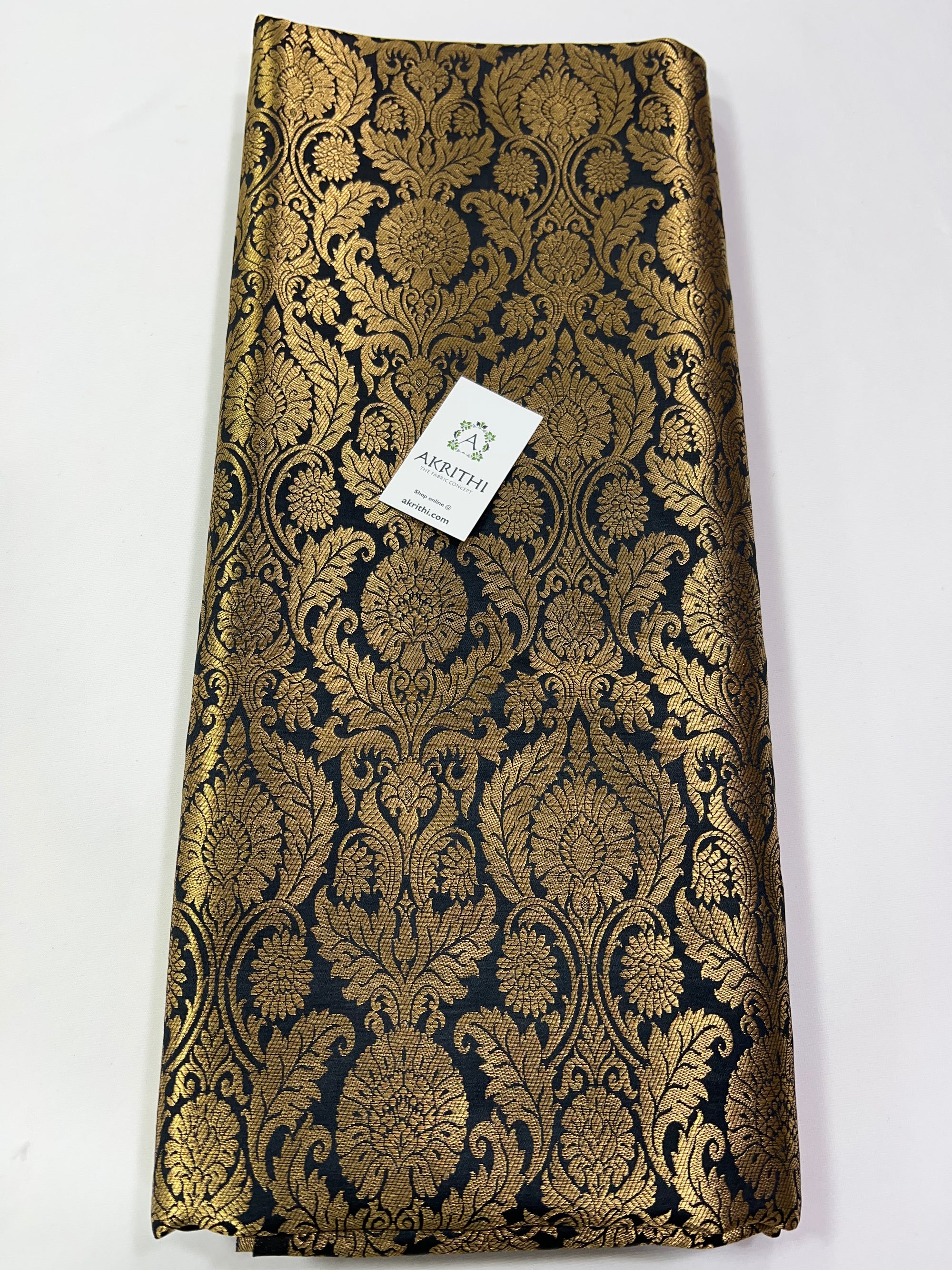 Handloom Banarasi brocade fabric black colour