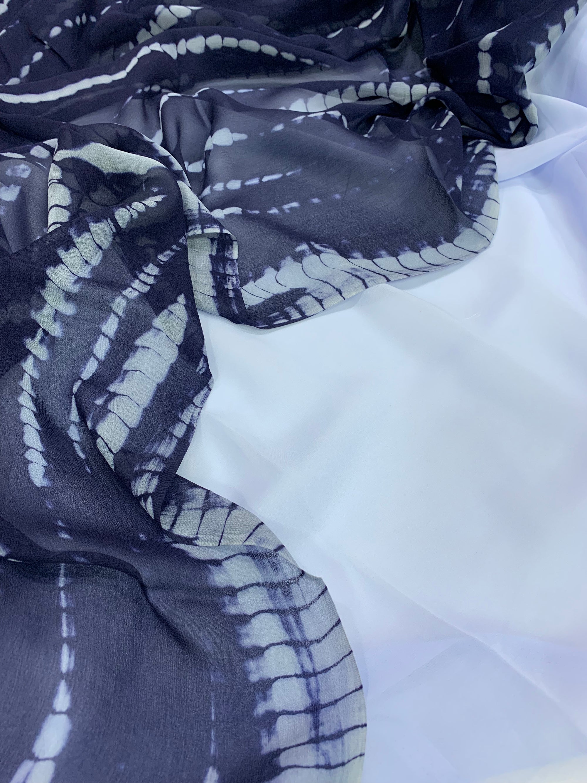 Georgette top with tie and dye georgette dupatta