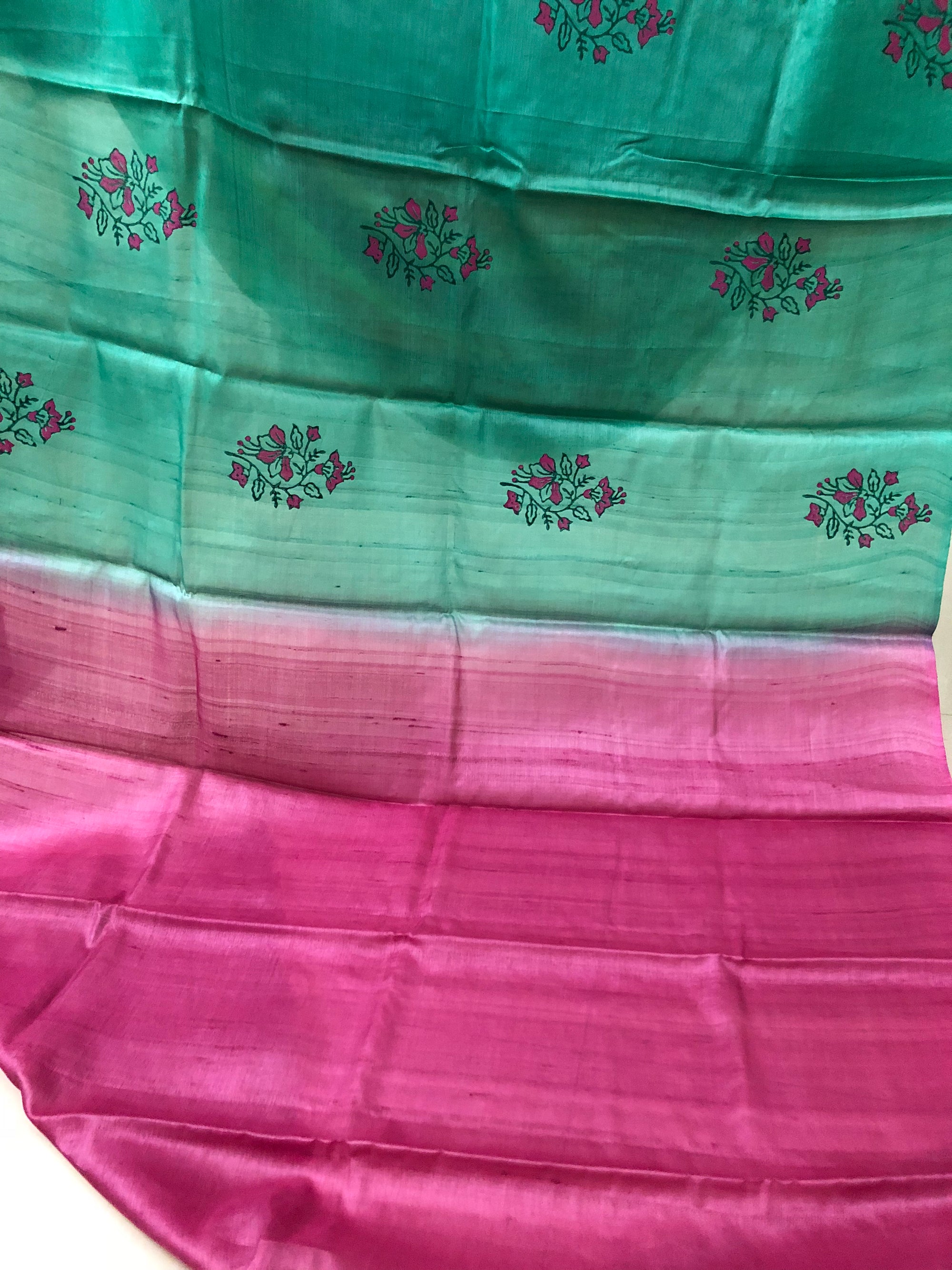 Pure Tussar silk saree with block print