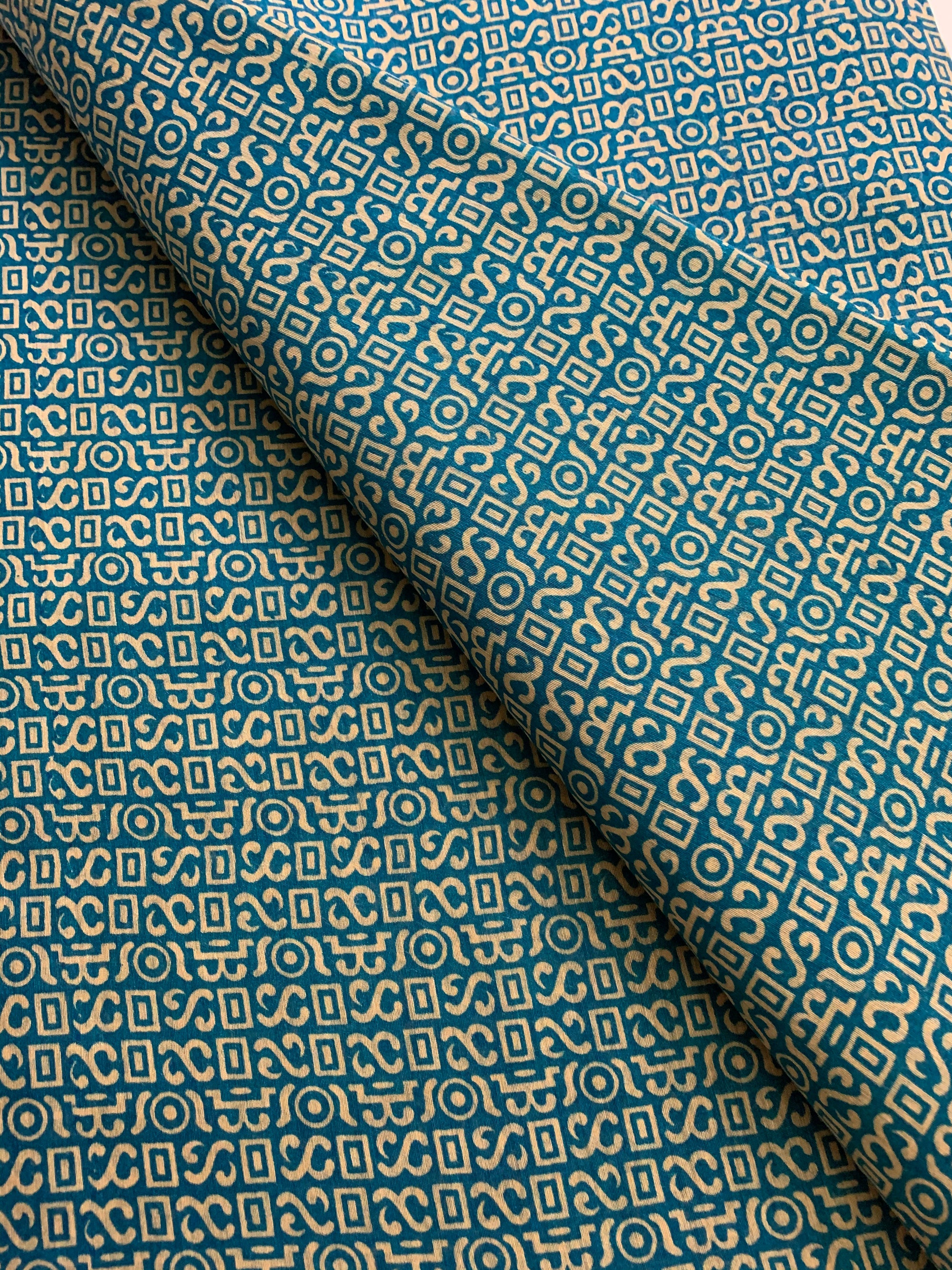Printed handloom pure munga silk fabric