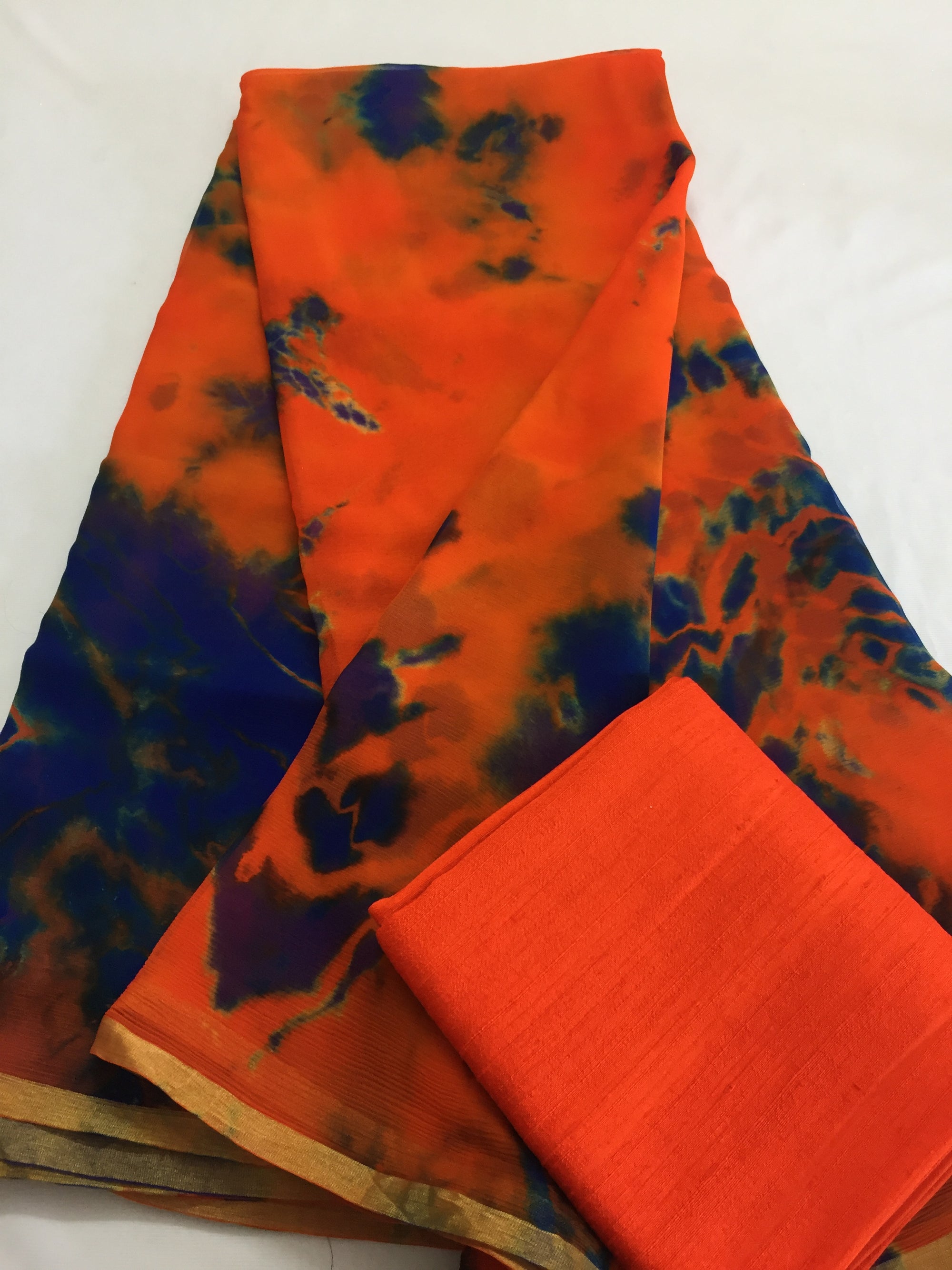 PURE CHIFFON SHIBORI TIE AND DYE SAREE