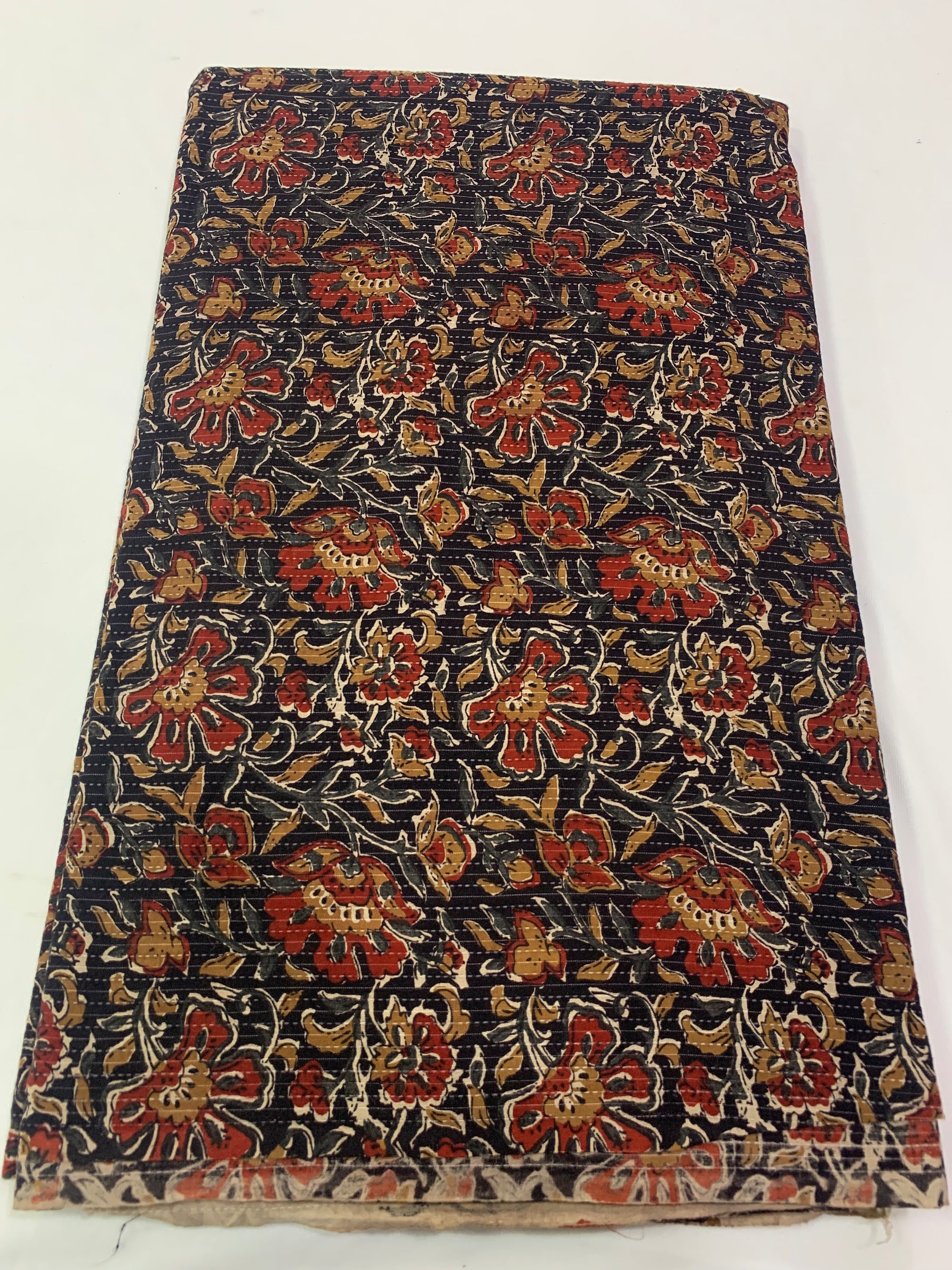 Hand block Kalamkari Printed Kantha pure cotton fabric