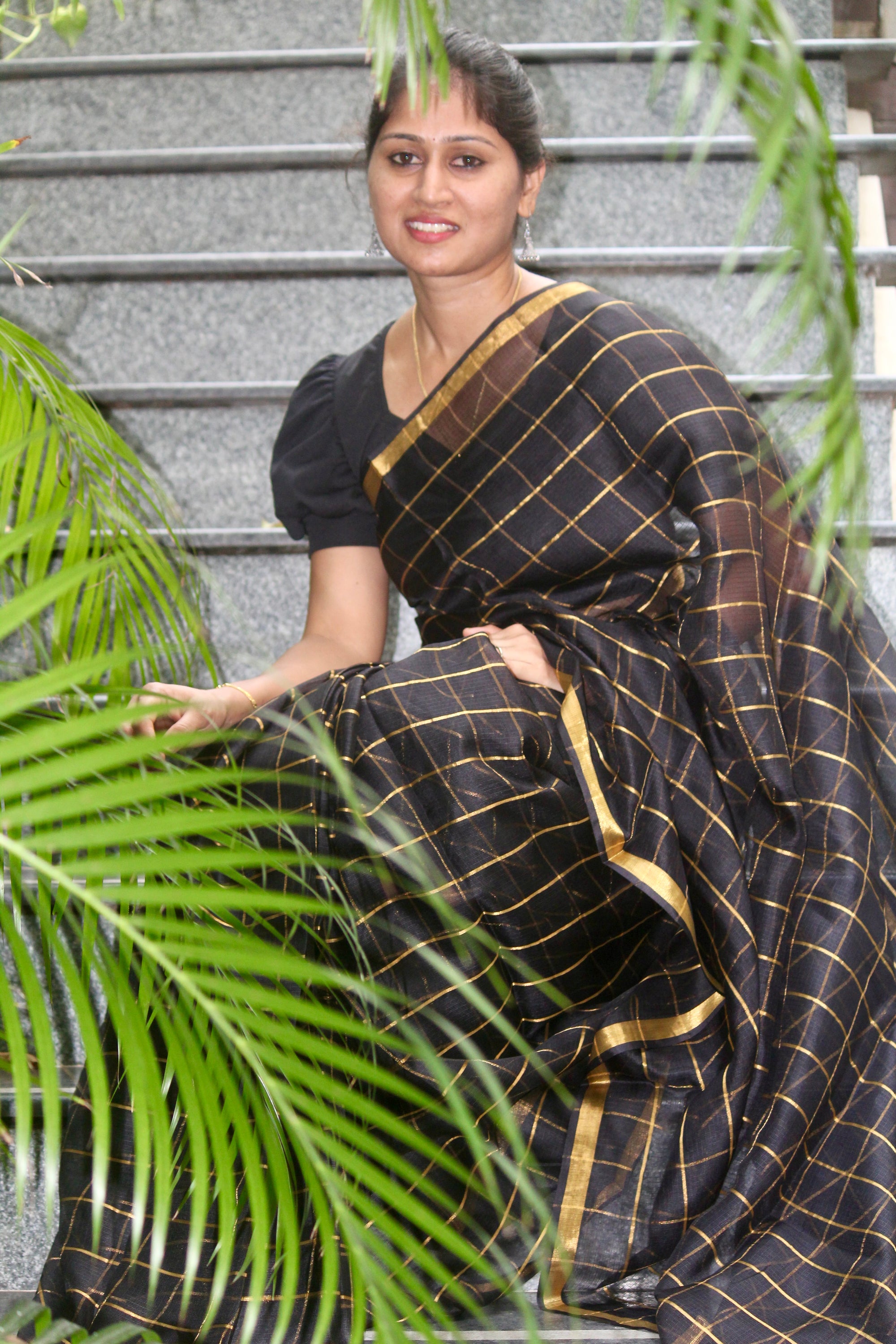 Pure kota silk saree with zari checks