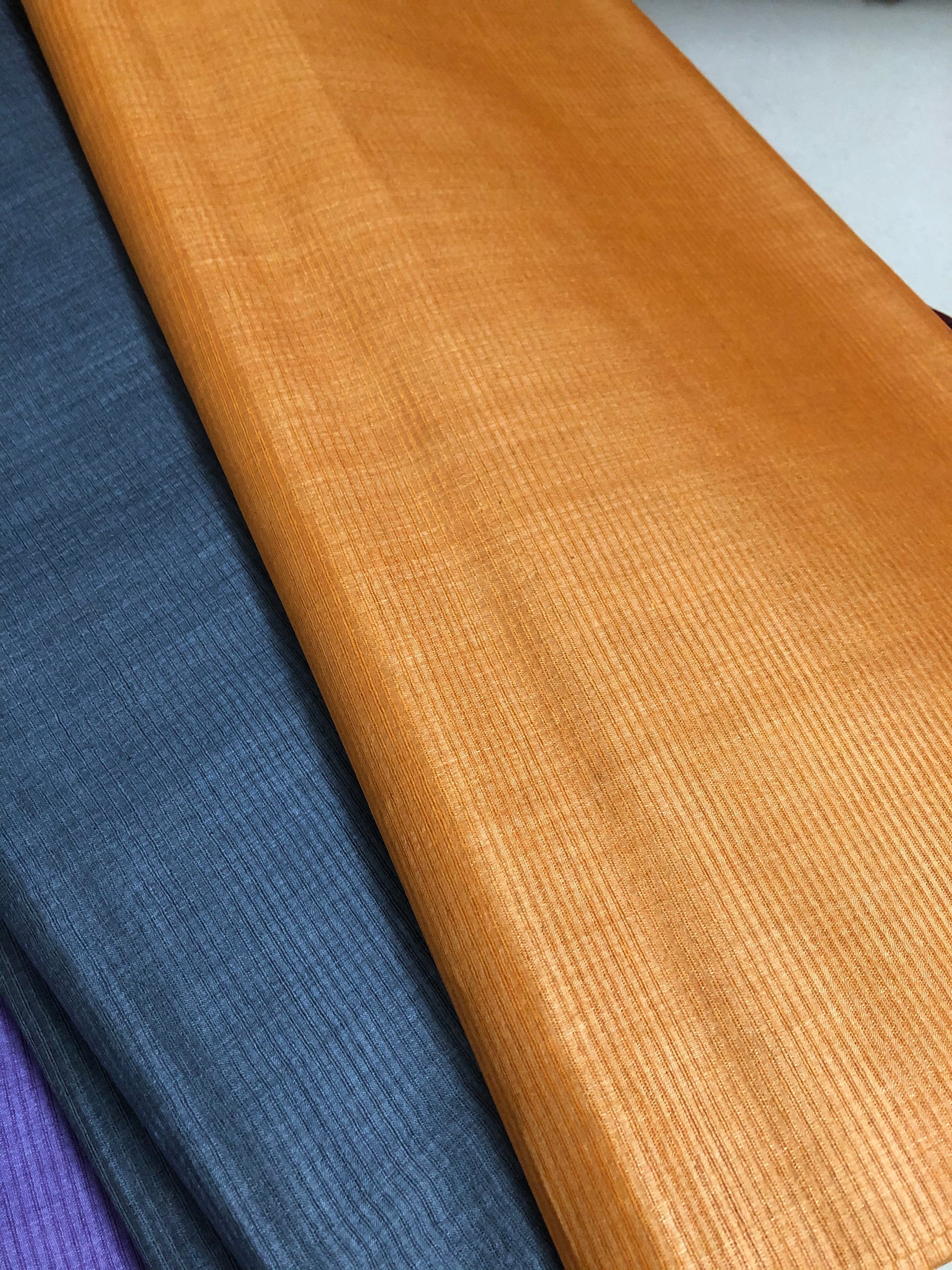 Self woven Striped pure tussar silk kurta fabric 2.5 metres