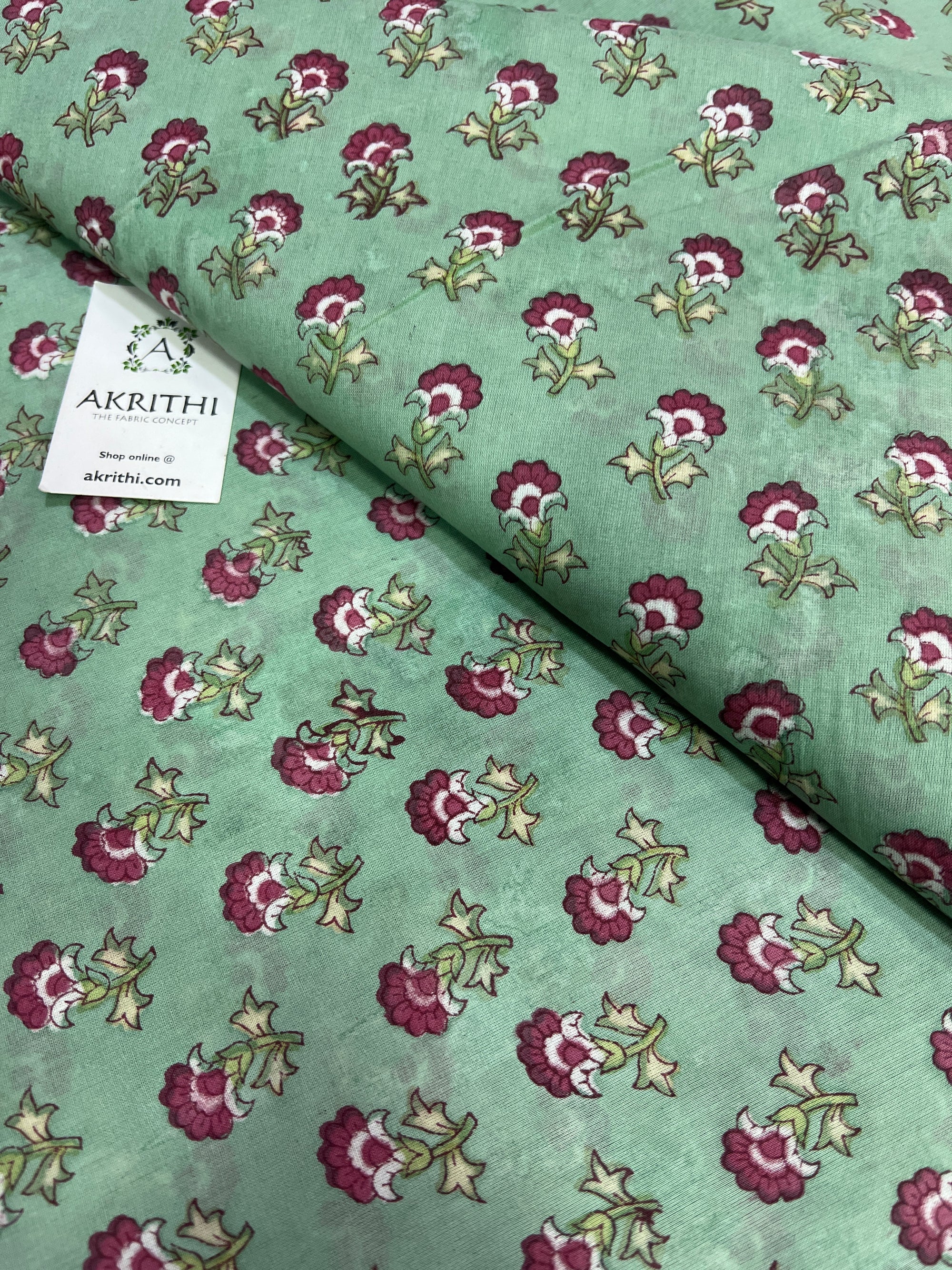 Hand block Printed pure mul cotton fabric
