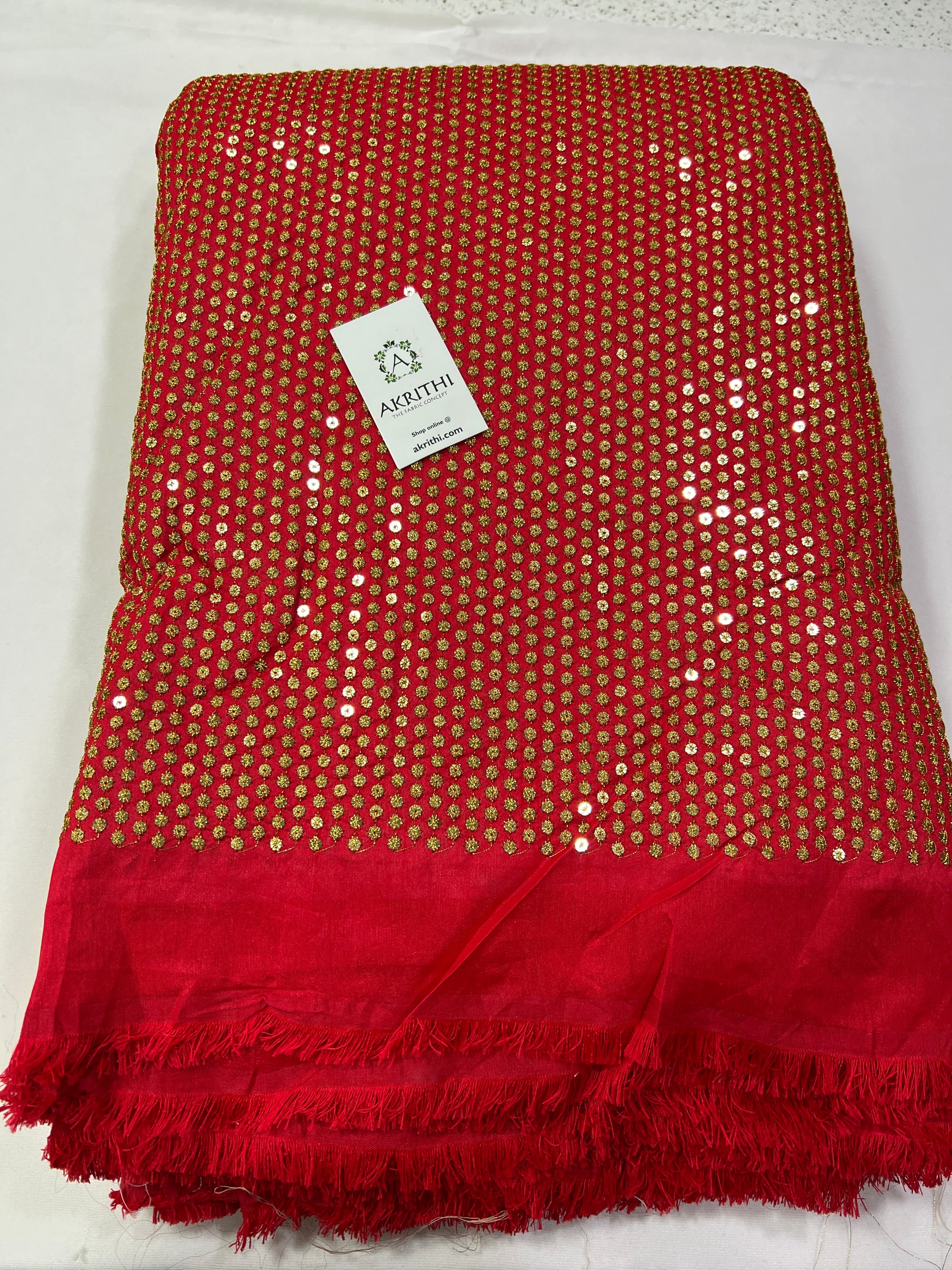 Embroidery on raw silk fabric