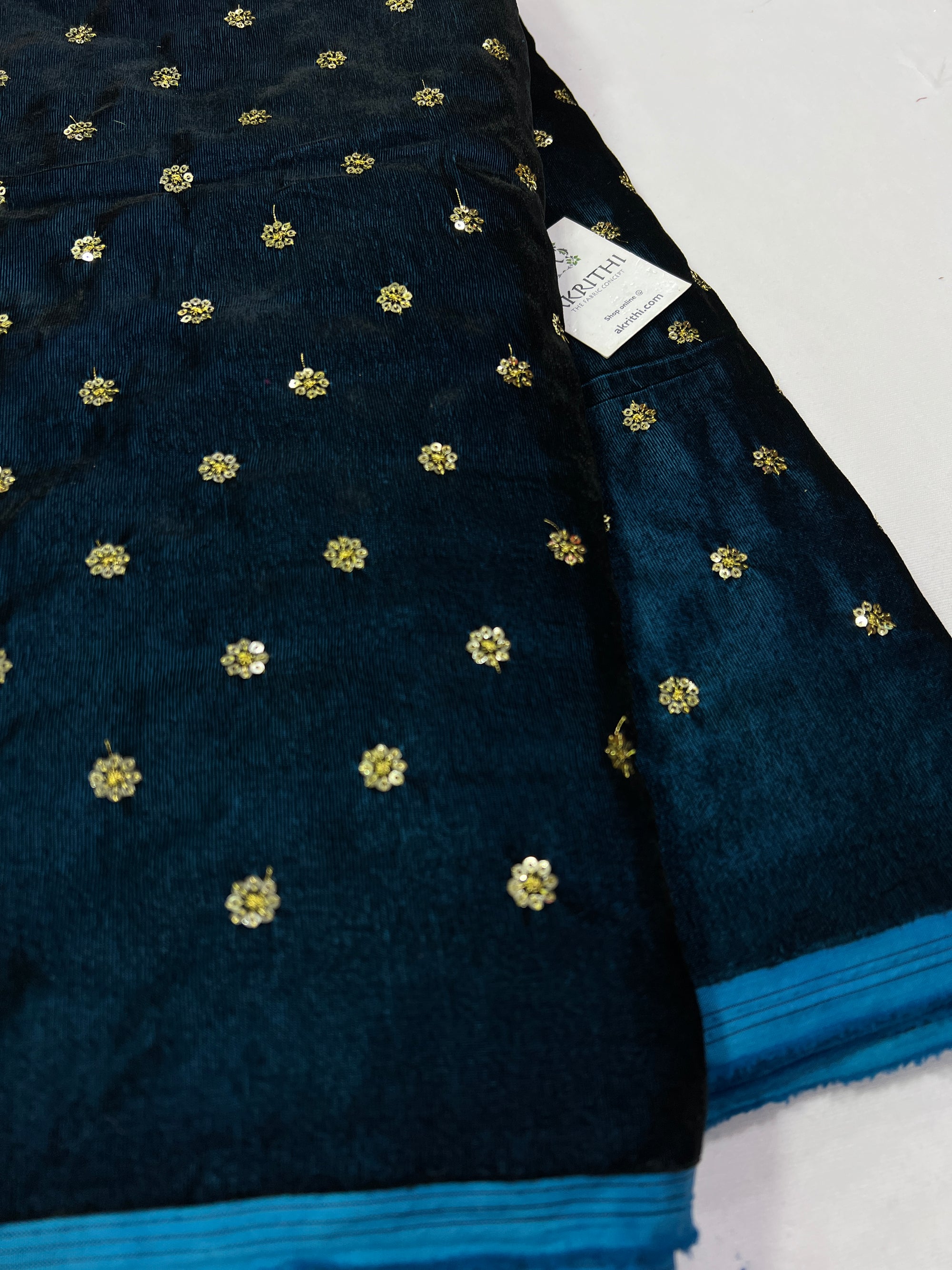 Embroidery on micro velvet fabric