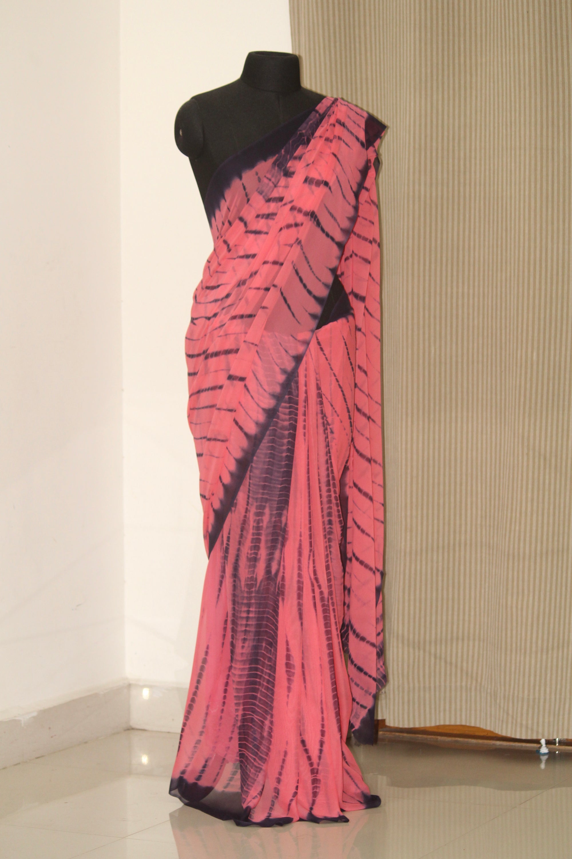 Shibori tie and dye georgette saree
