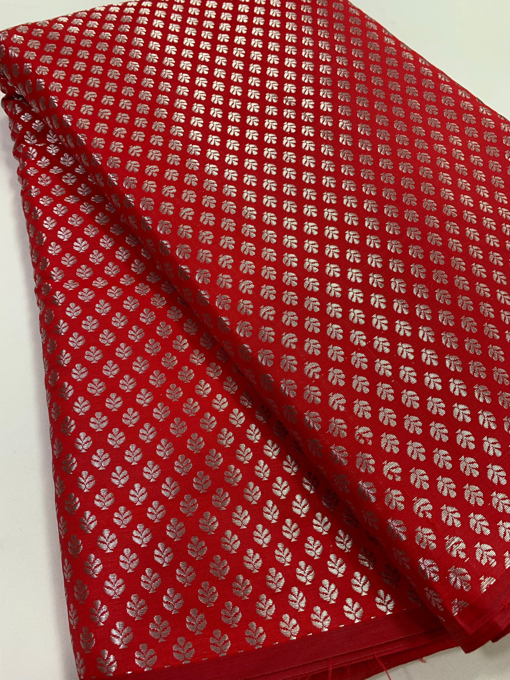 Banarasi brocade fabric with silver zari