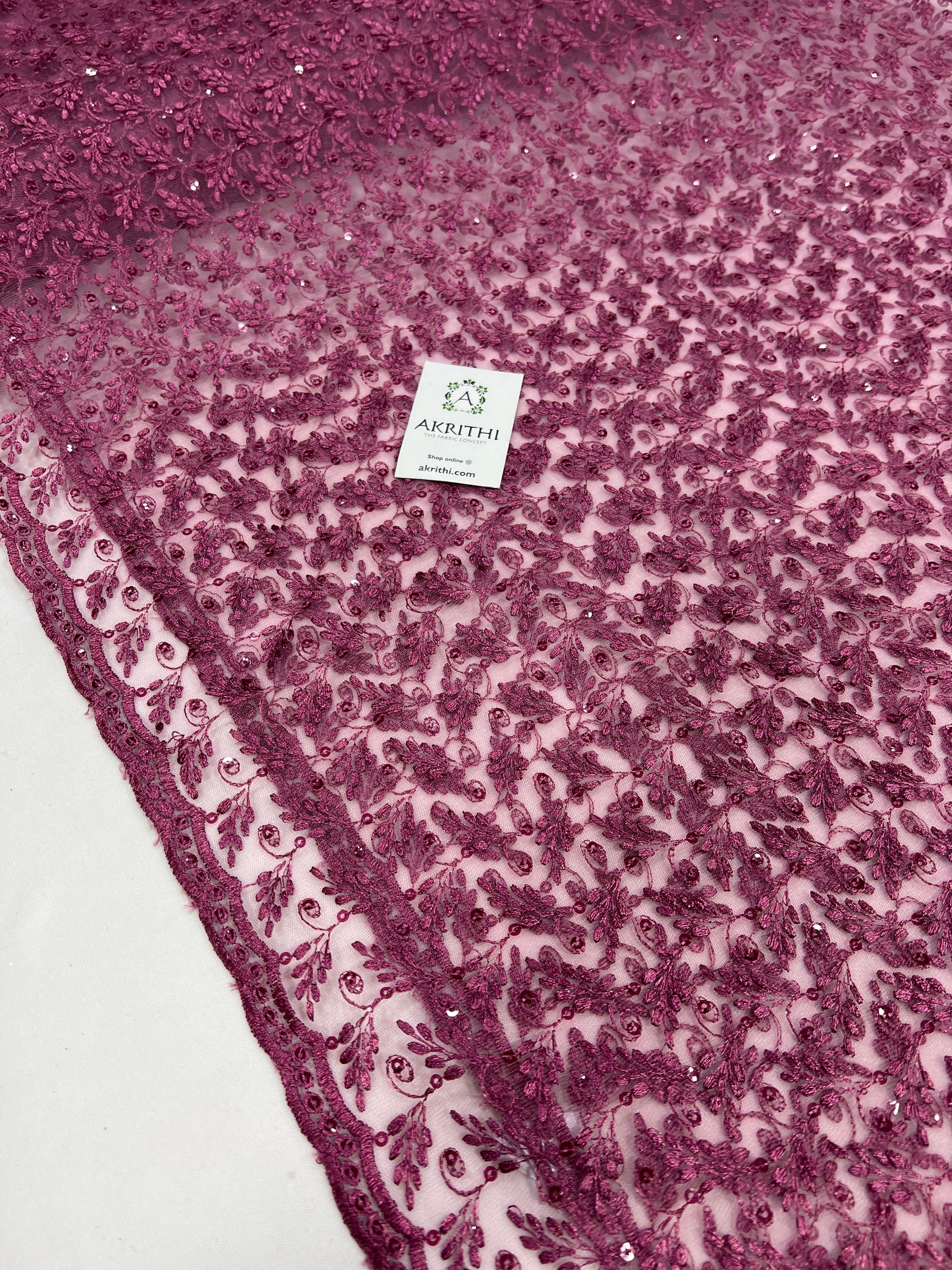 Embroidery on net fabric