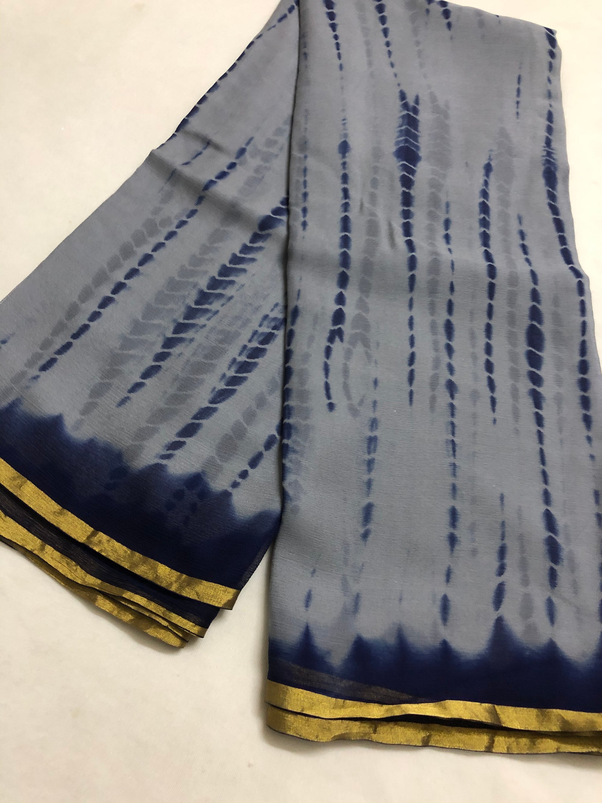 PURE CHIFFON SHIBORI TIE AND DYE SAREE