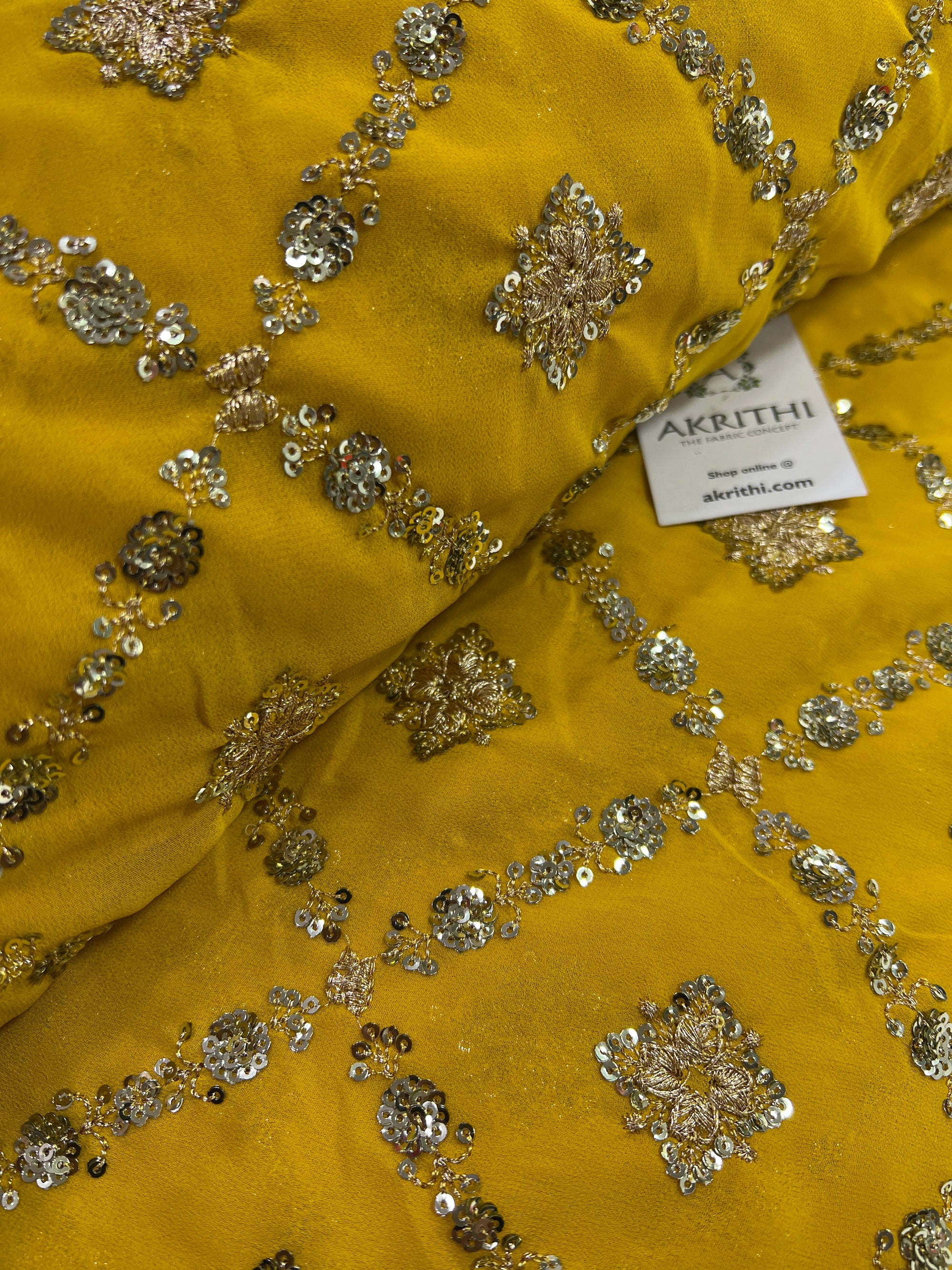 Embroidery on georgette fabric 60 CM CUT