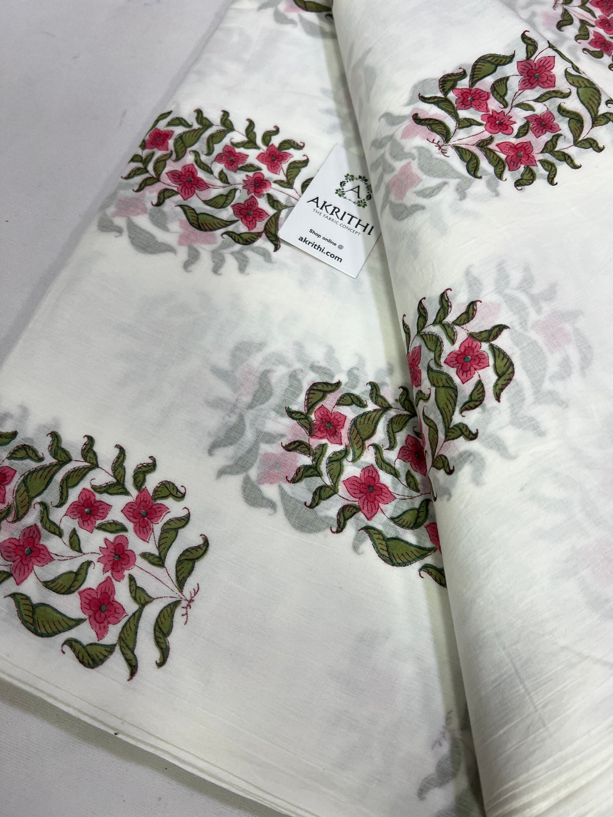 Hand block Printed pure mul cotton fabric