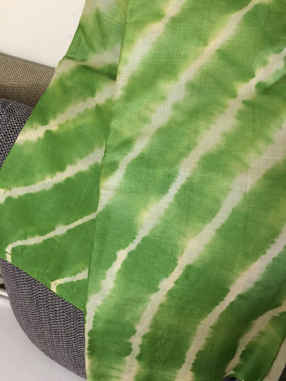 Tie and dye pure tussar silk fabric