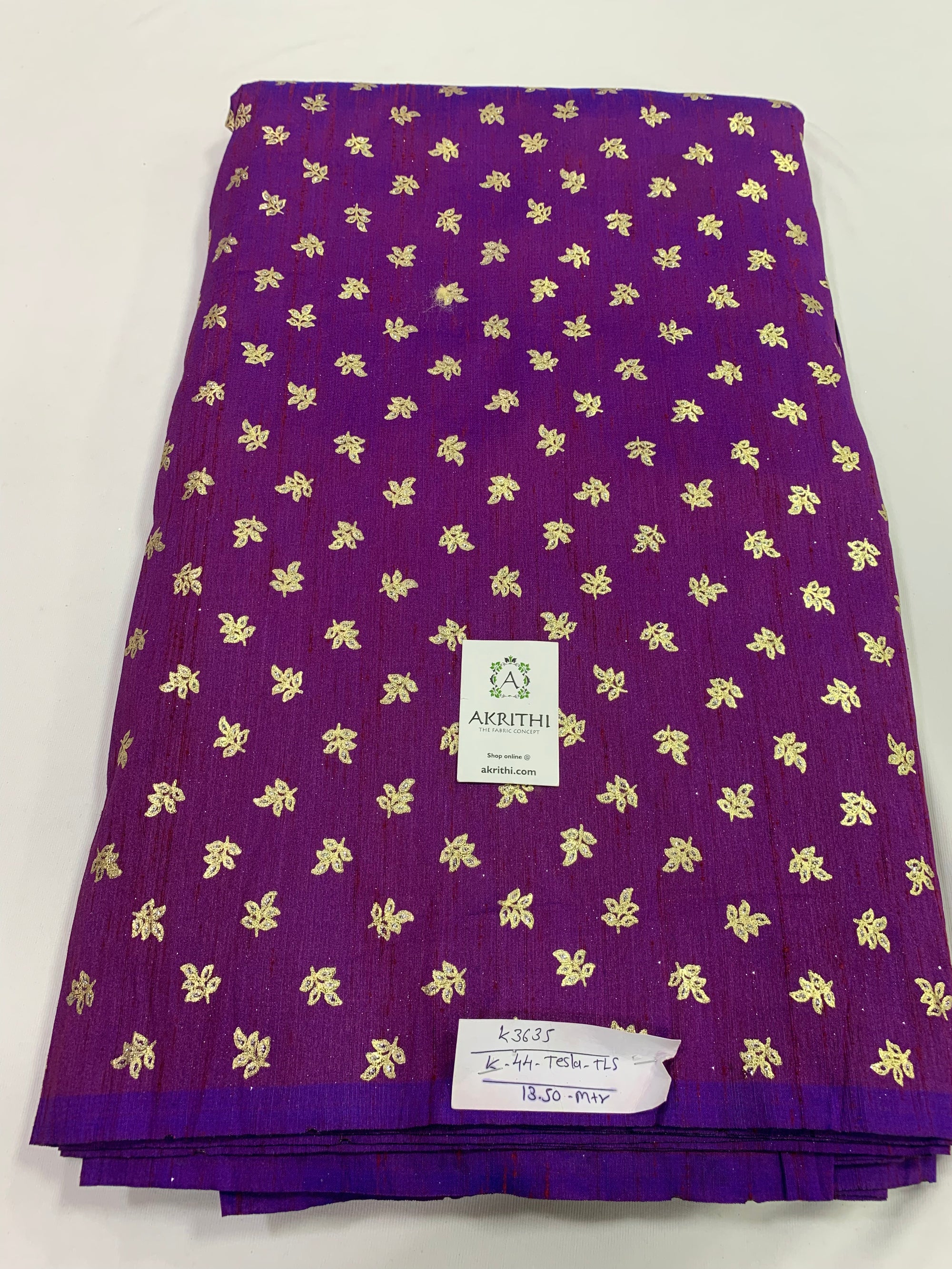 Foil printed raw silk fabric