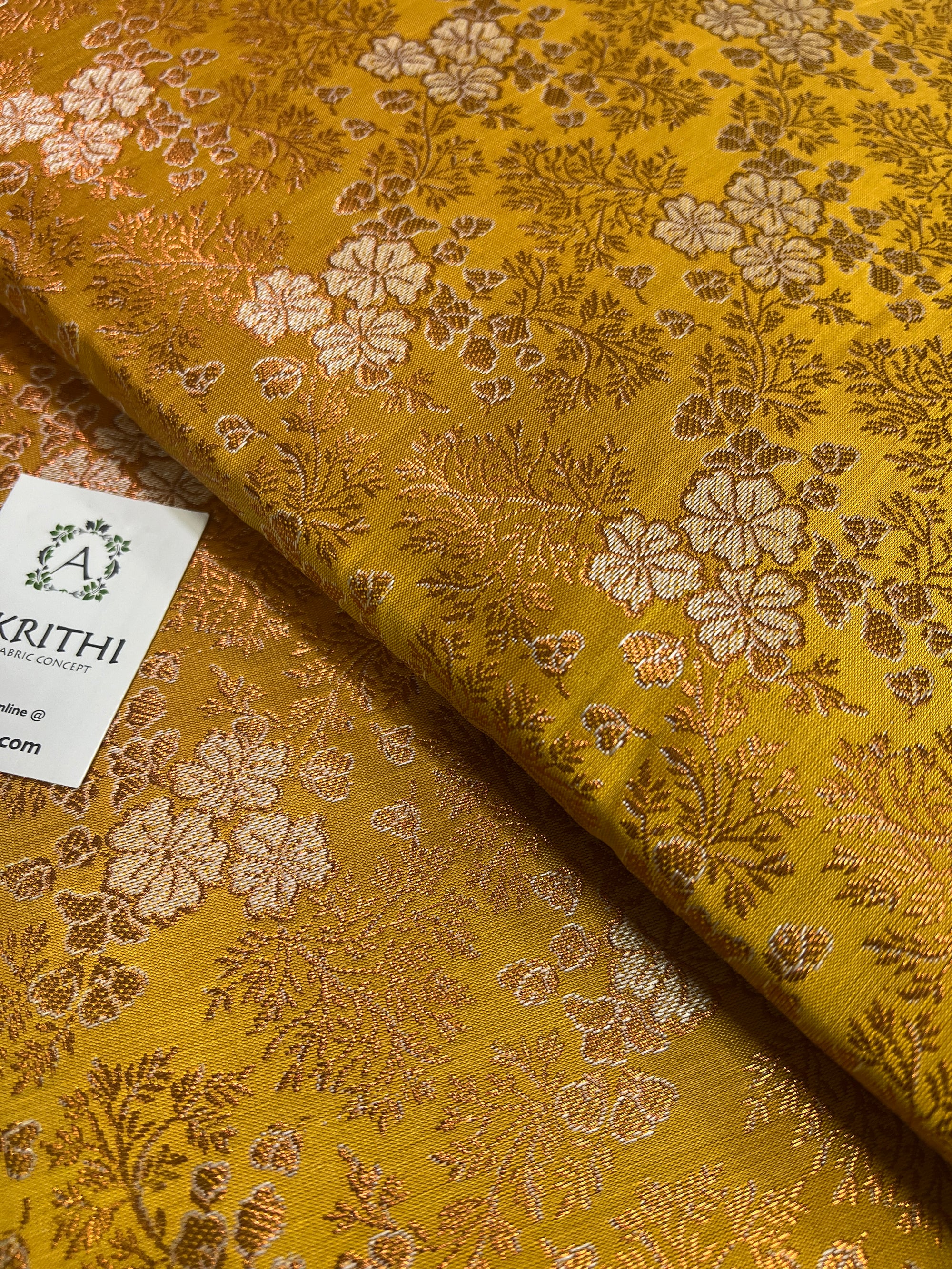 Banarasi brocade fabric with copper zari