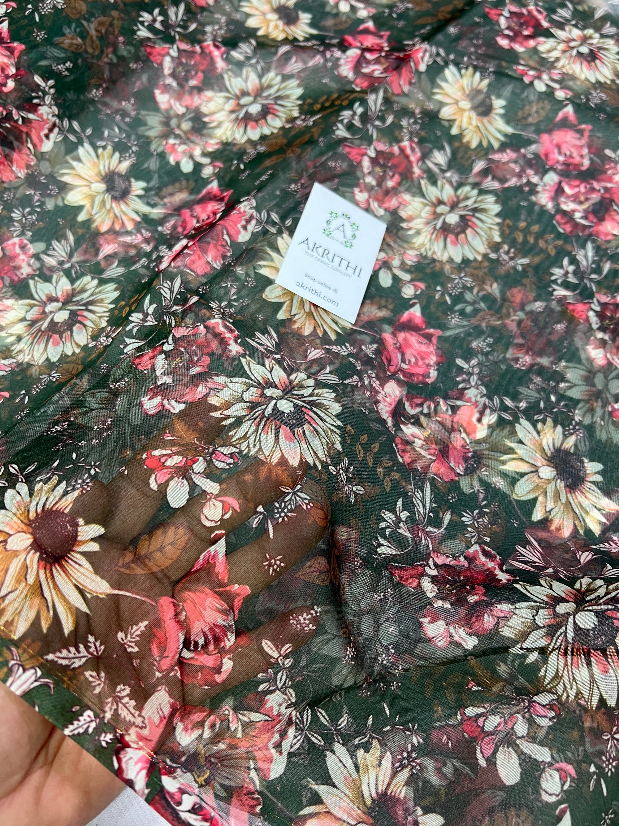 Digital floral Printed organza fabric
