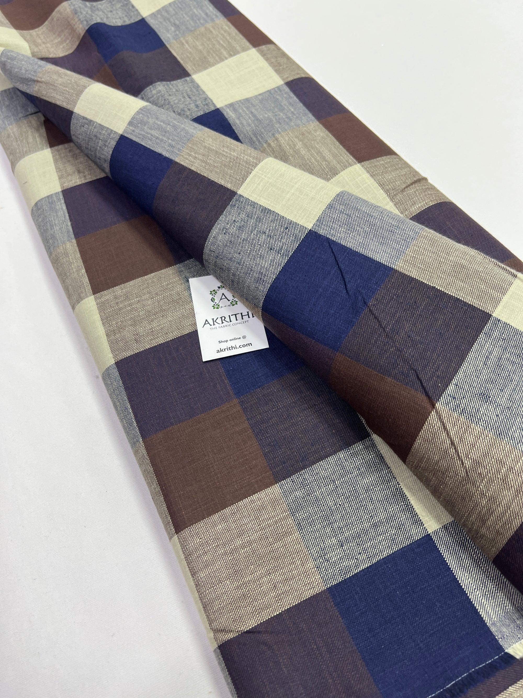 Woven check pure cotton fabric