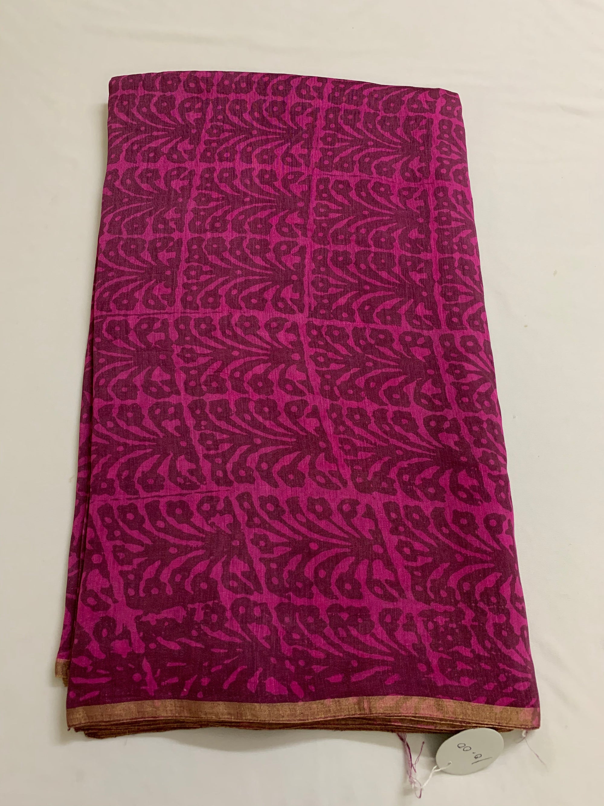 Handloom Printed pure linen silk fabric 70 cms cut