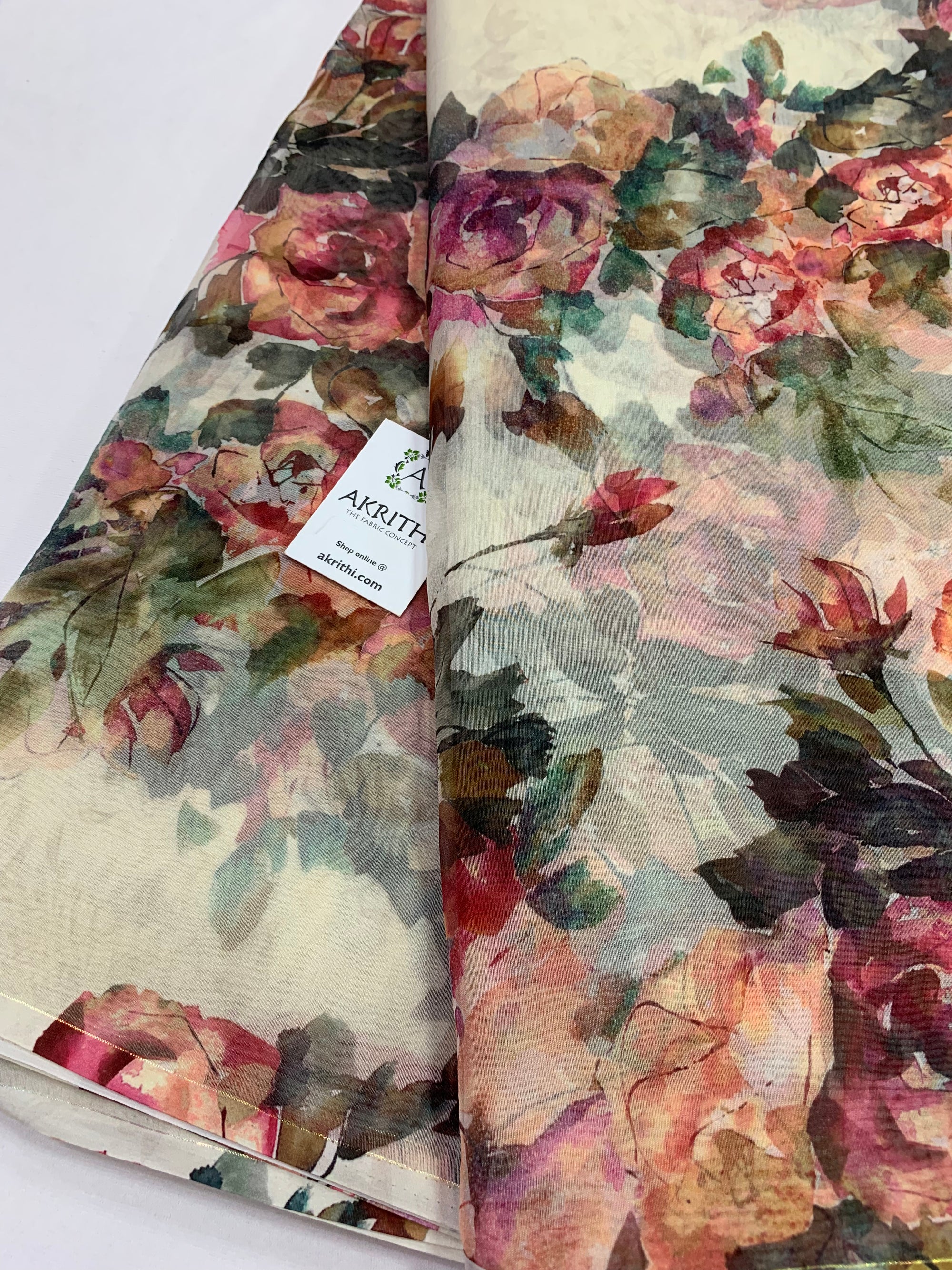 Digital floral Printed organza fabric