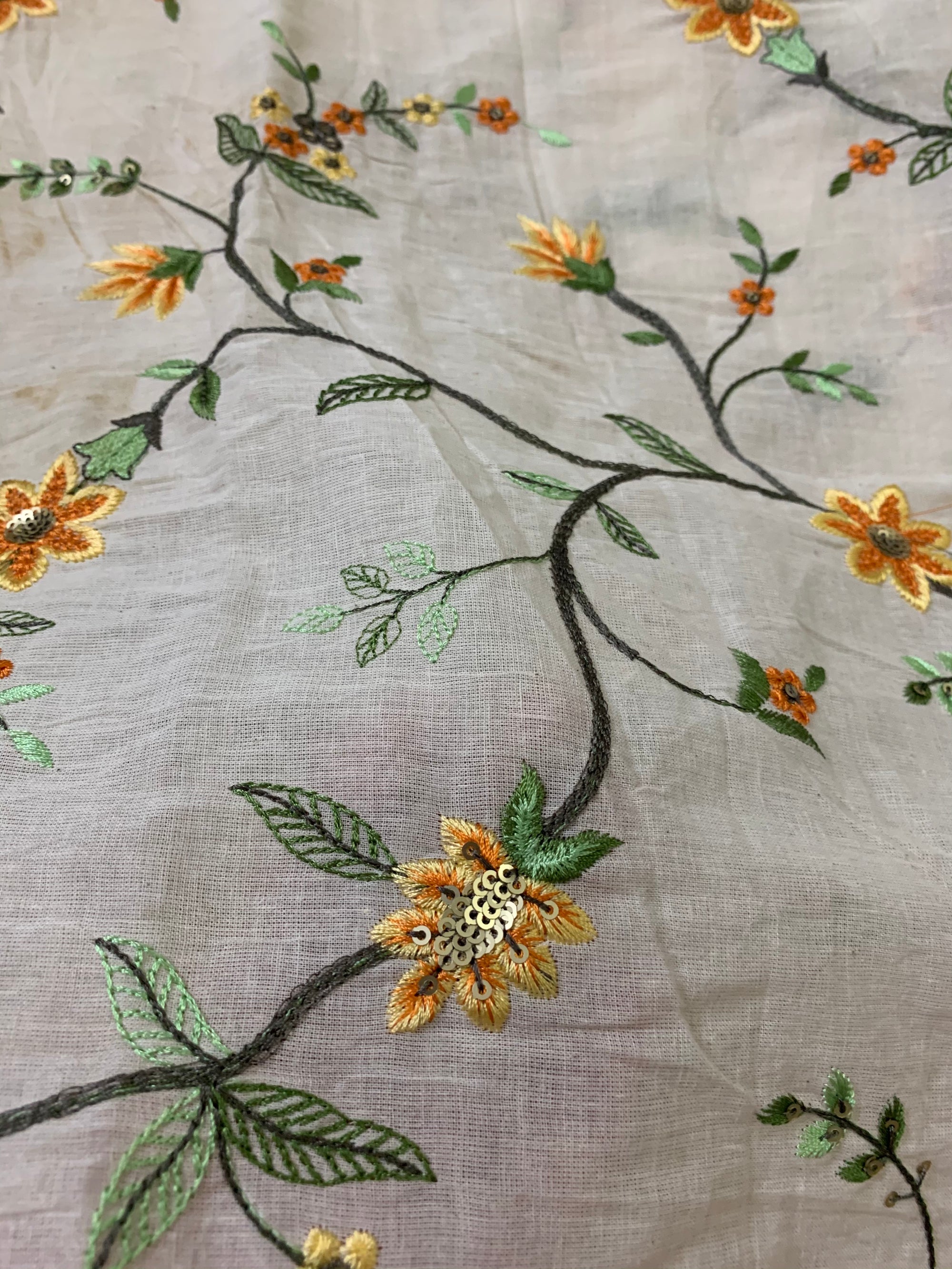 Embroidery on cotton fabric