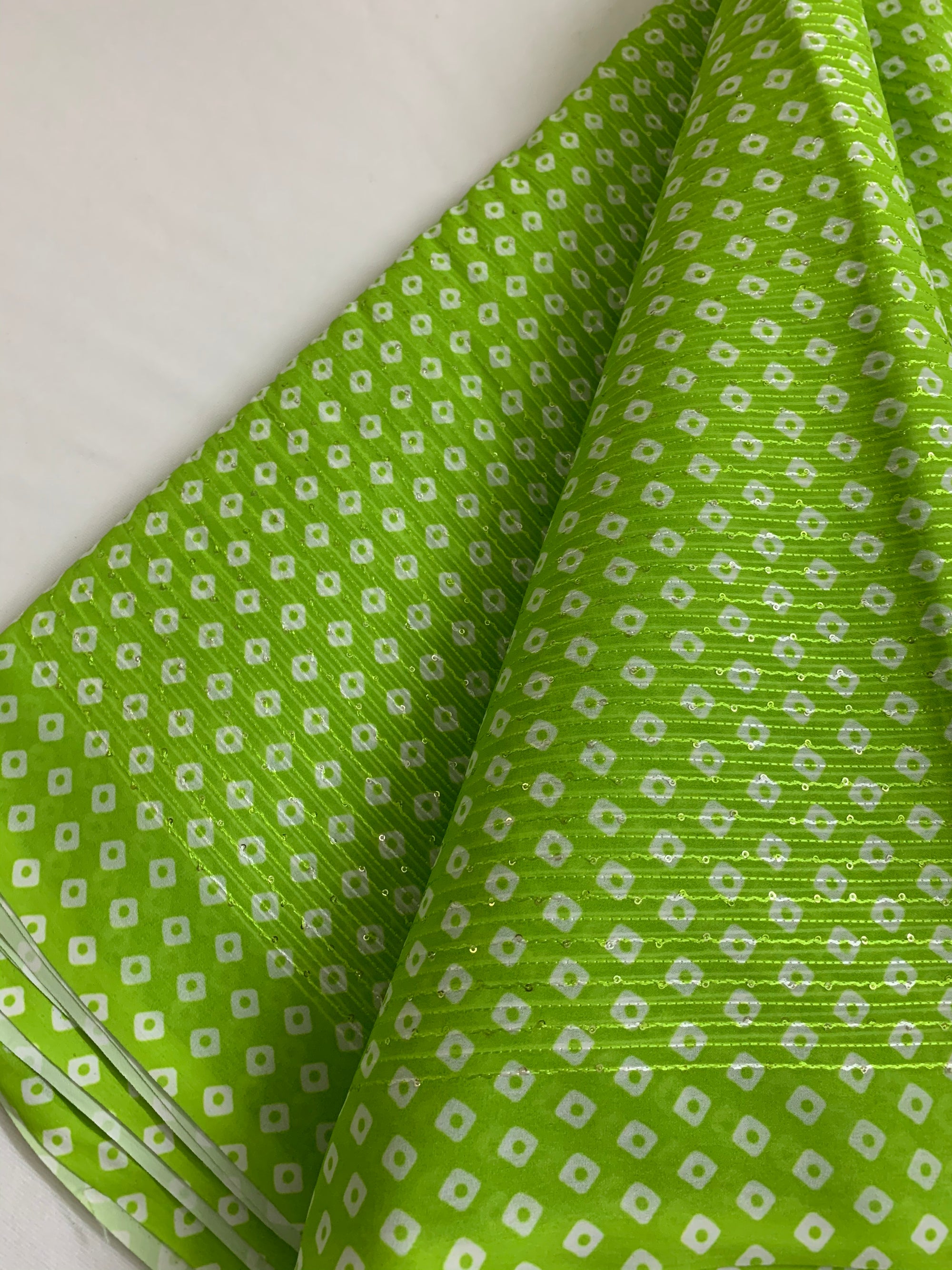 Embroidery on bandhani georgette fabric