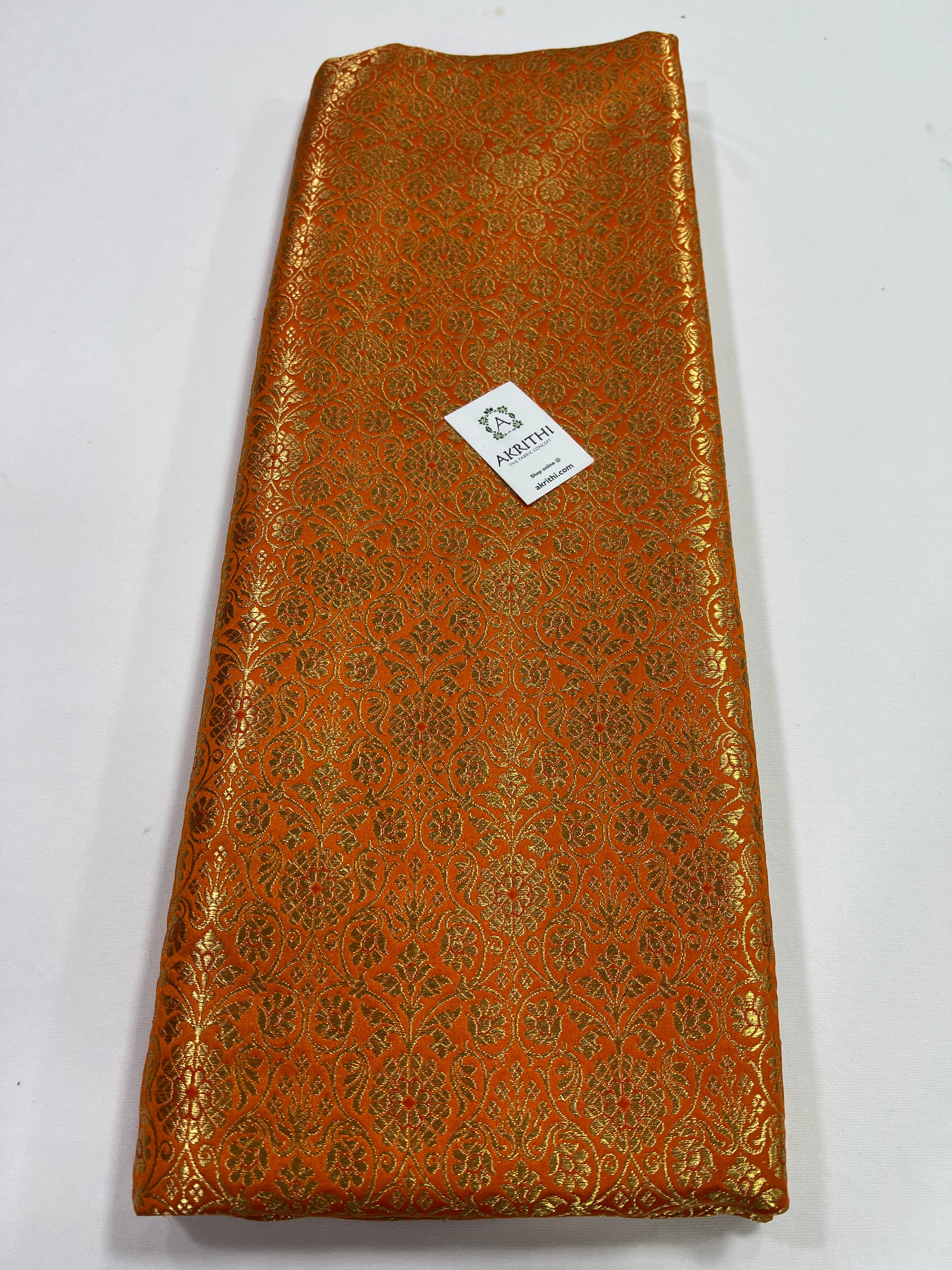 Banarasi brocade fabric orange