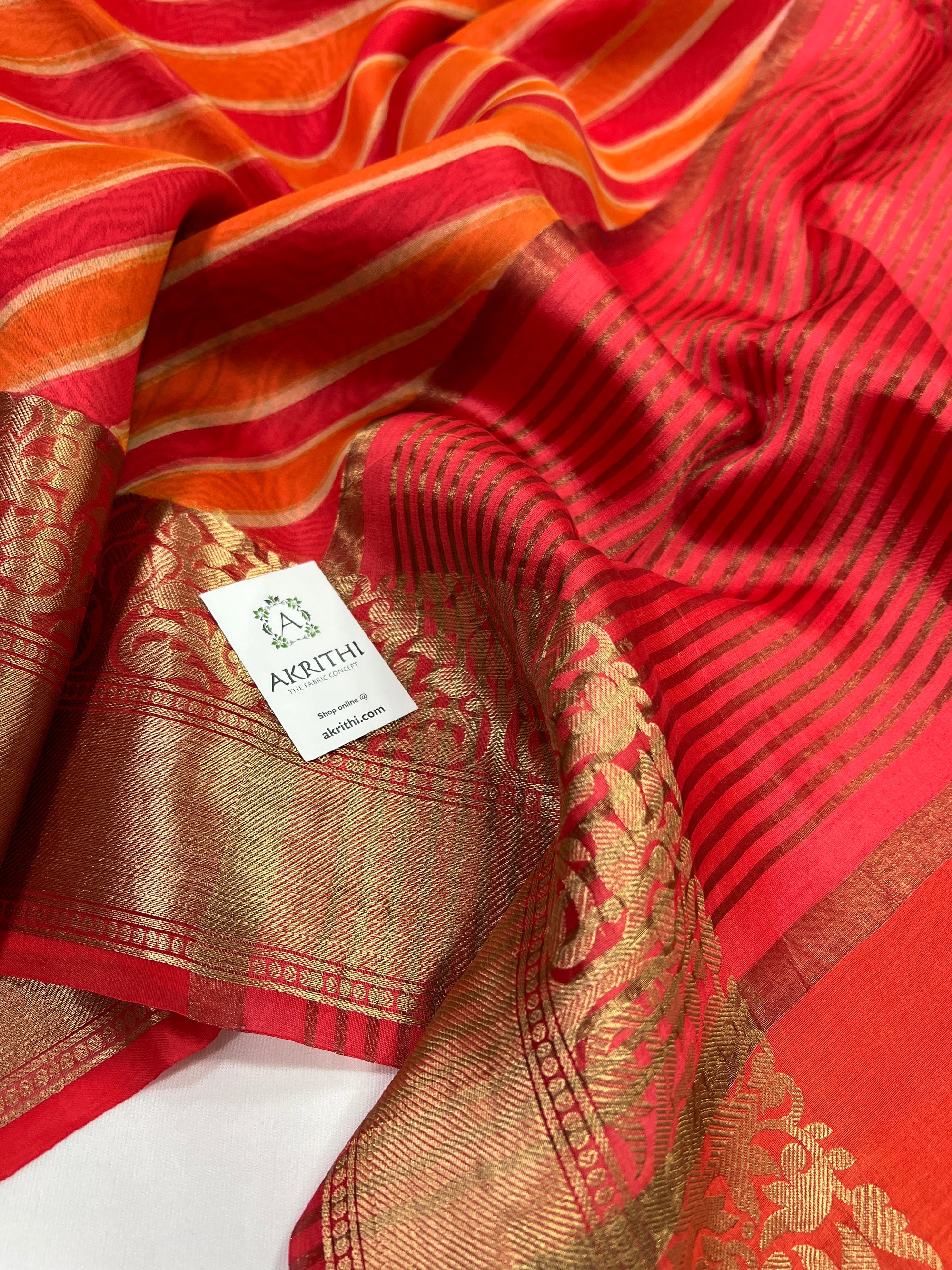 Hand brushed pure silk organza saree
