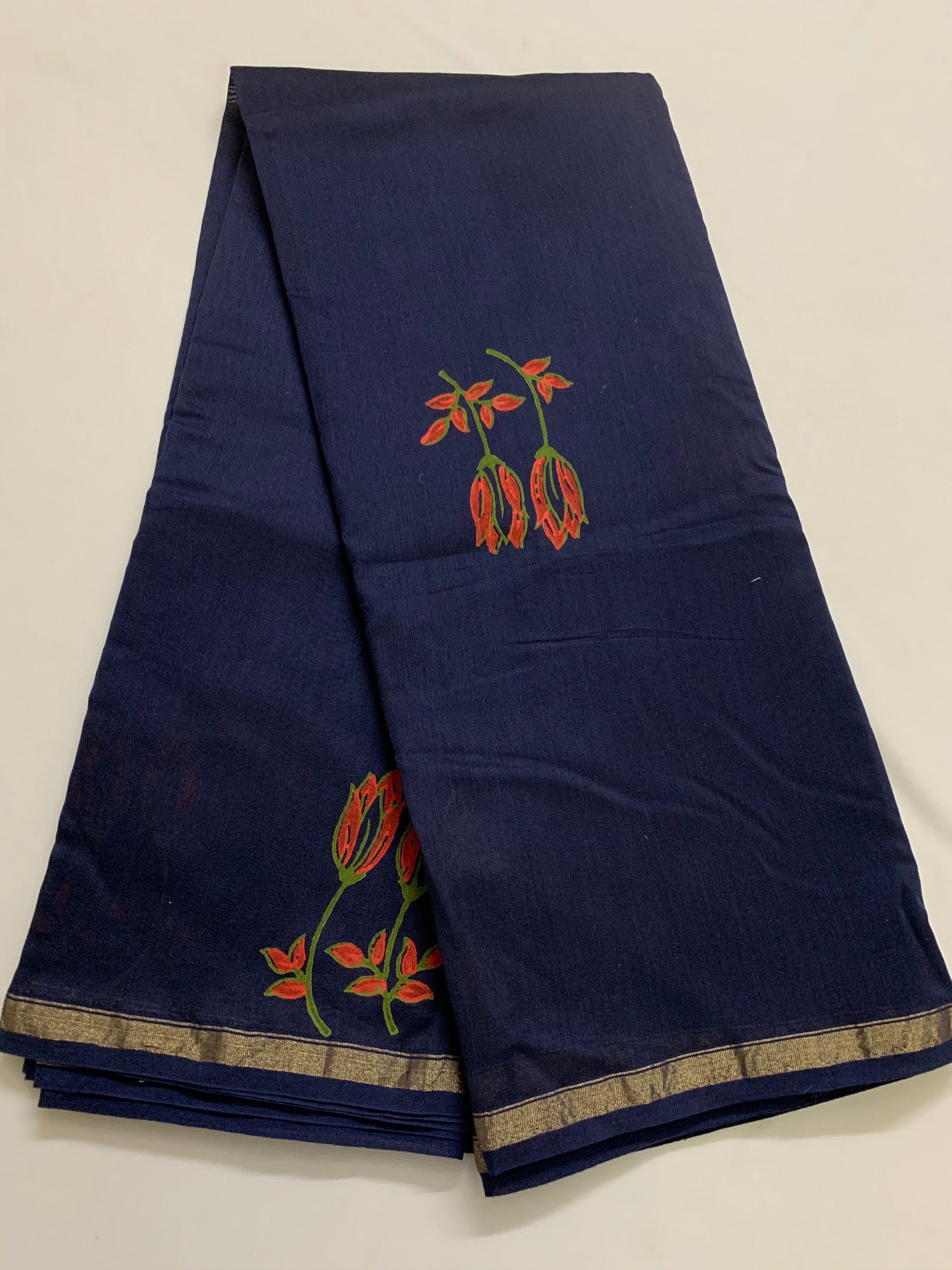 Block printed Pure chanderi saree