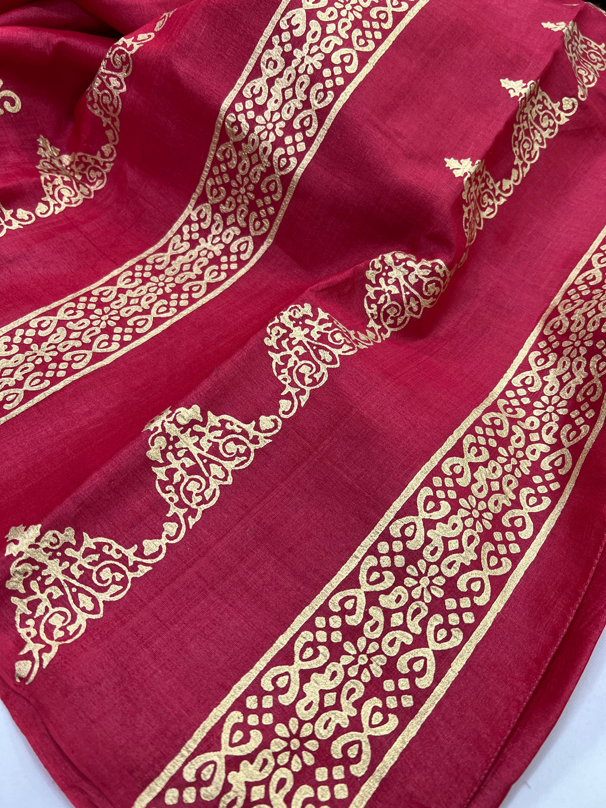 Pure Tussar silk saree with block print
