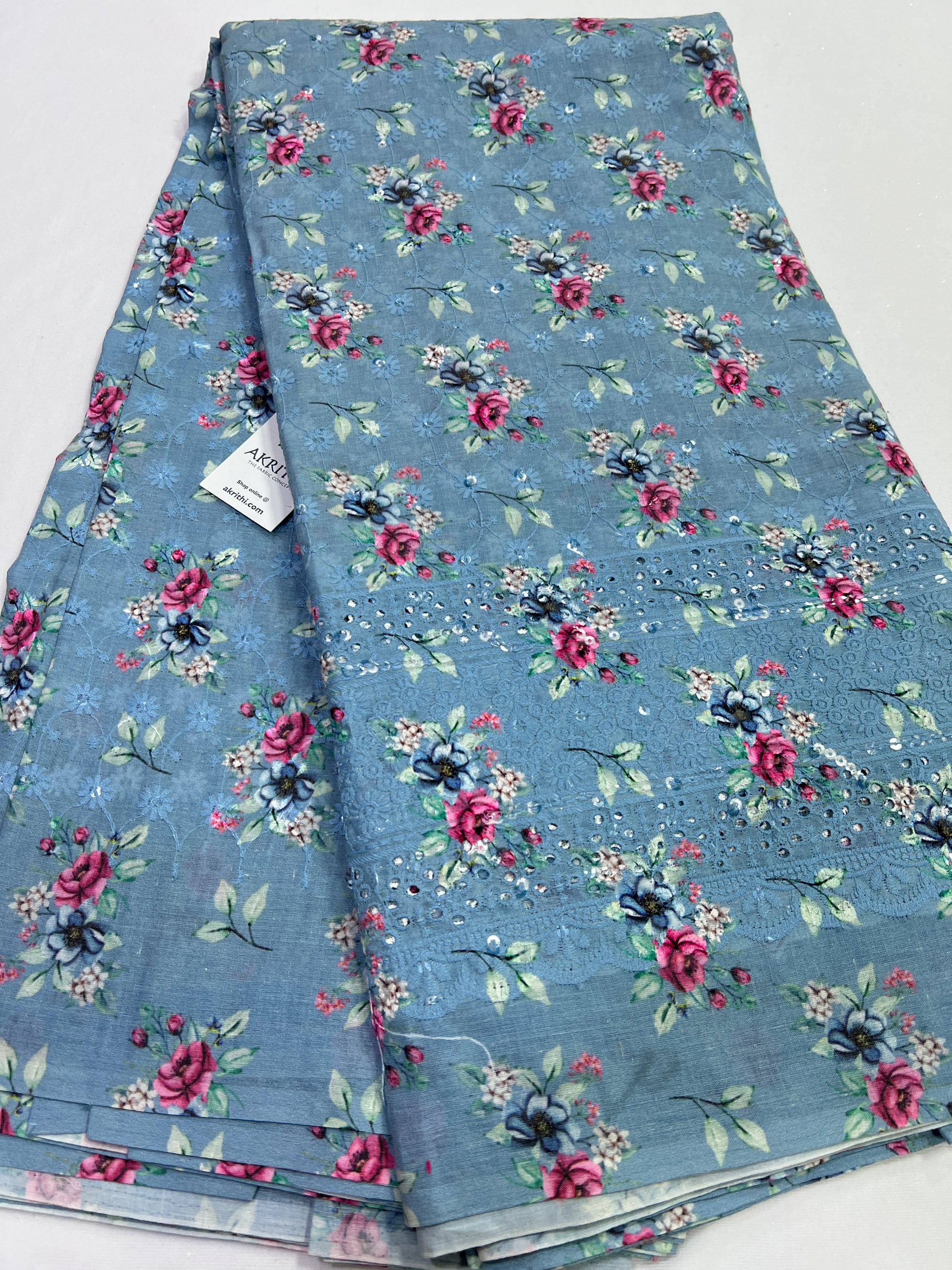 Hakoba printed Cotton schiffli fabric