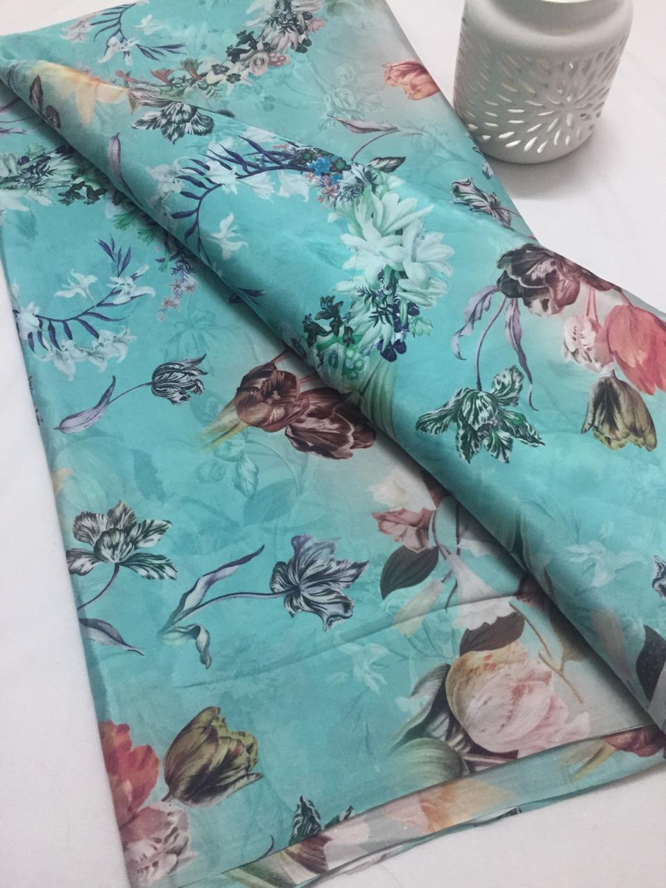 Digital floral printed crepe fabric