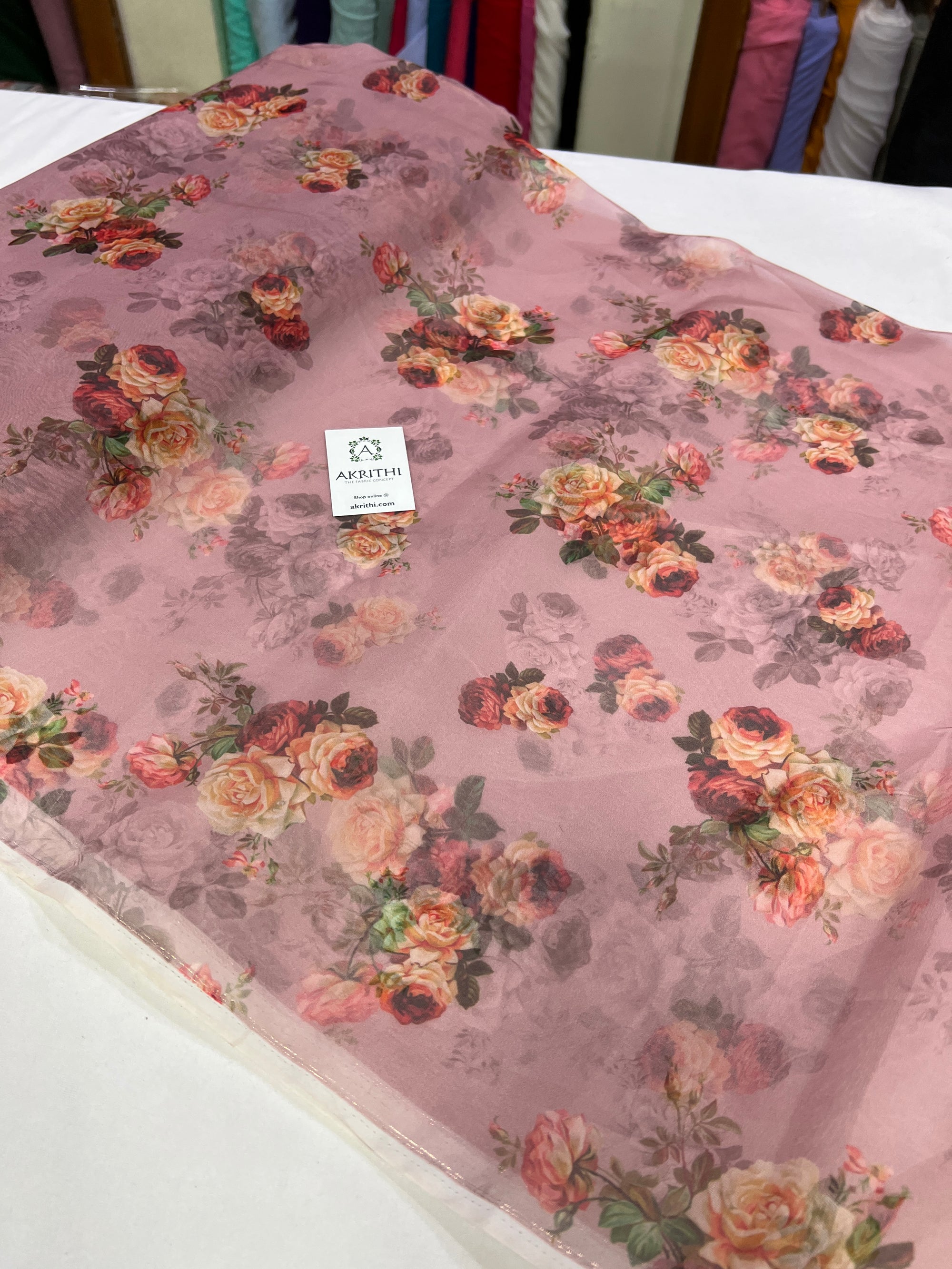 Digital floral Printed organza fabric
