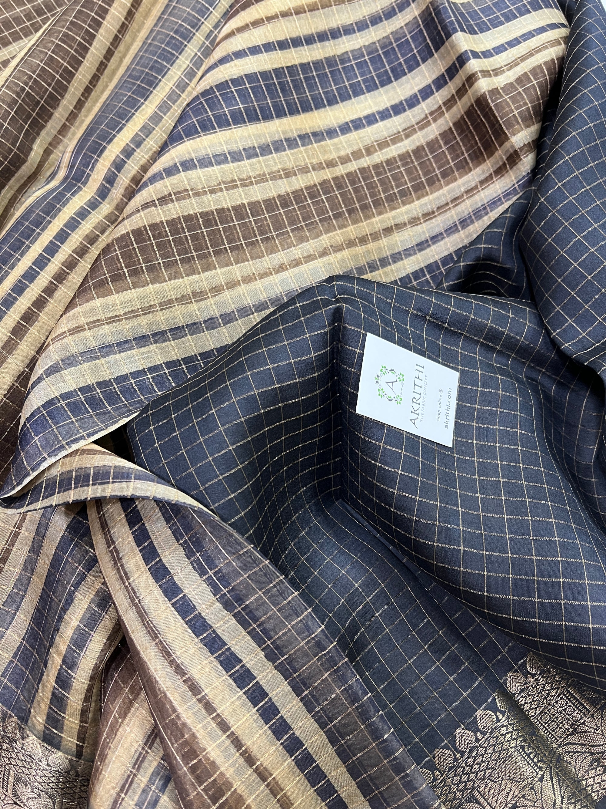 Hand brushed pure silk organza saree