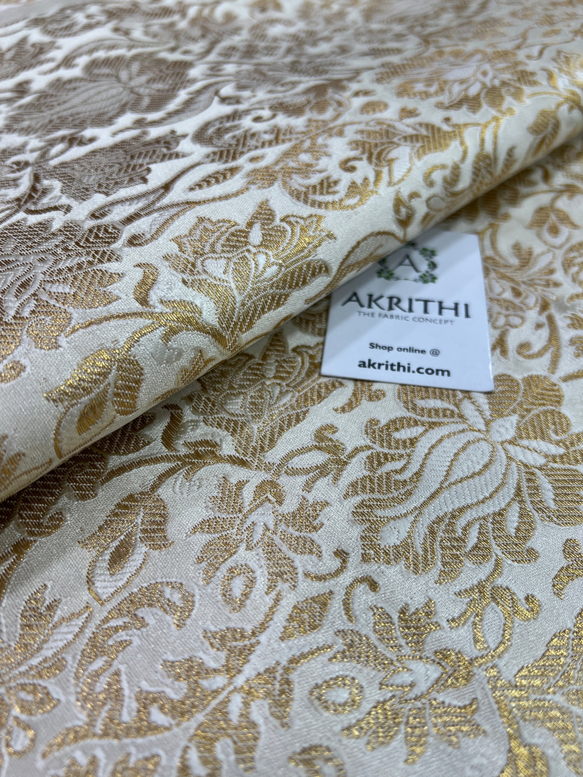 Banarasi brocade fabric off white