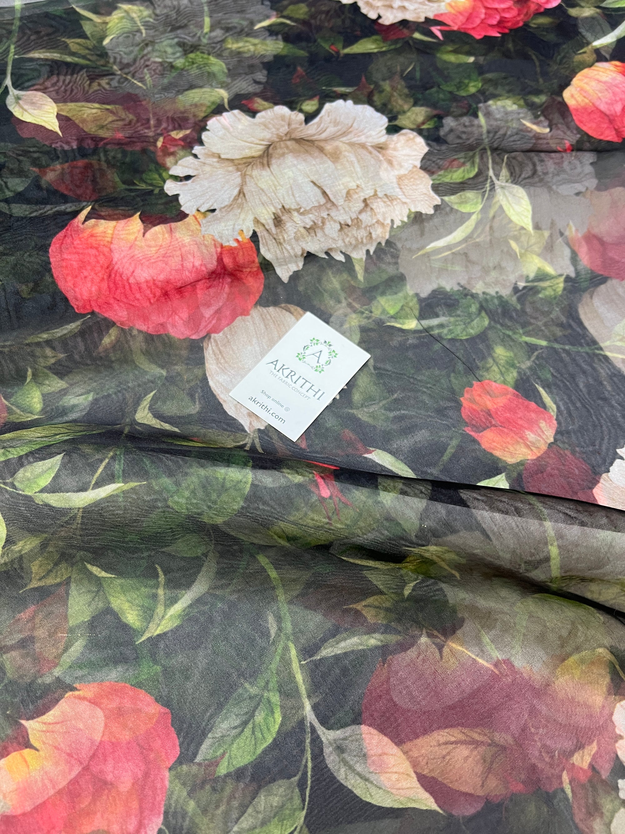 Digital floral Printed organza fabric