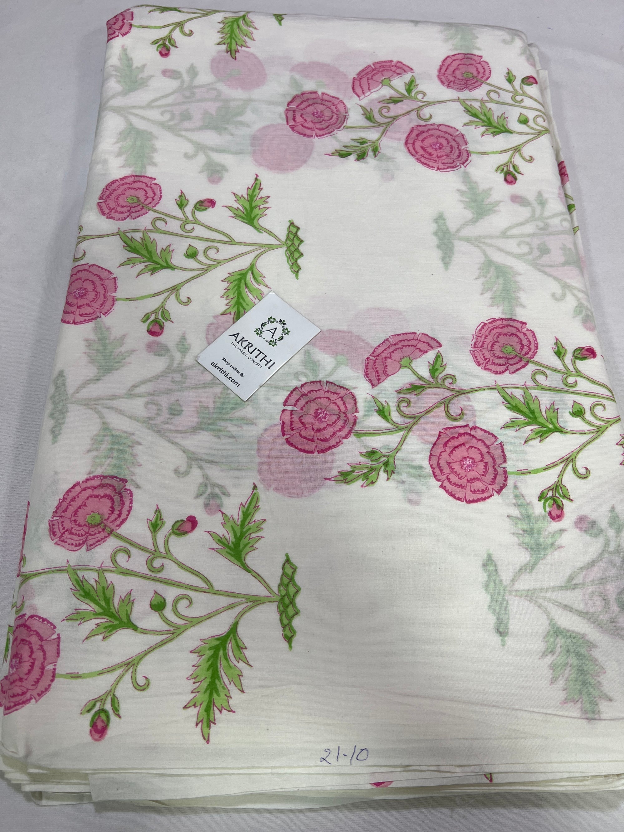 Hand block Printed pure mul cotton fabric