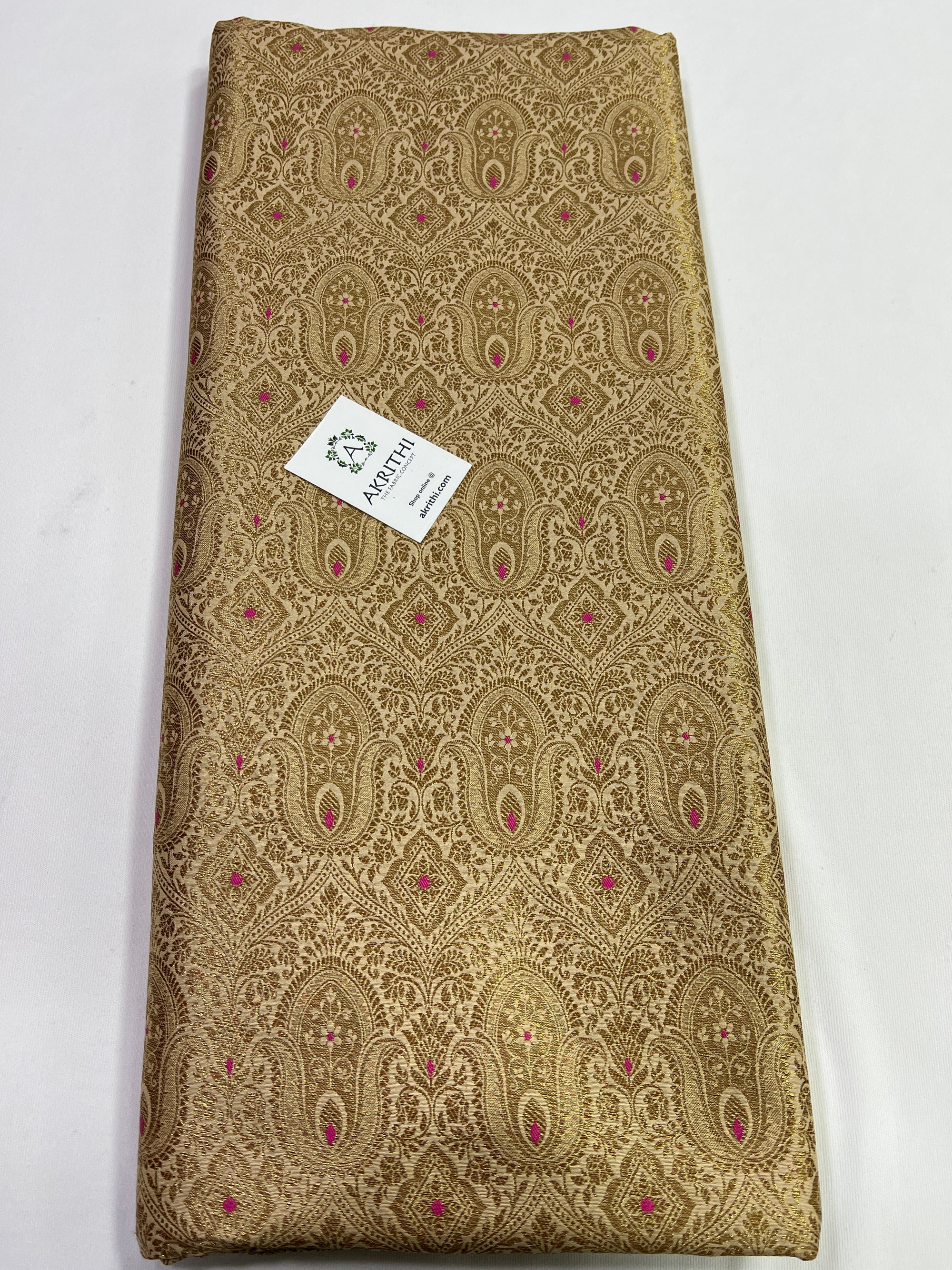 Handloom Banarasi brocade fabric with antique zari