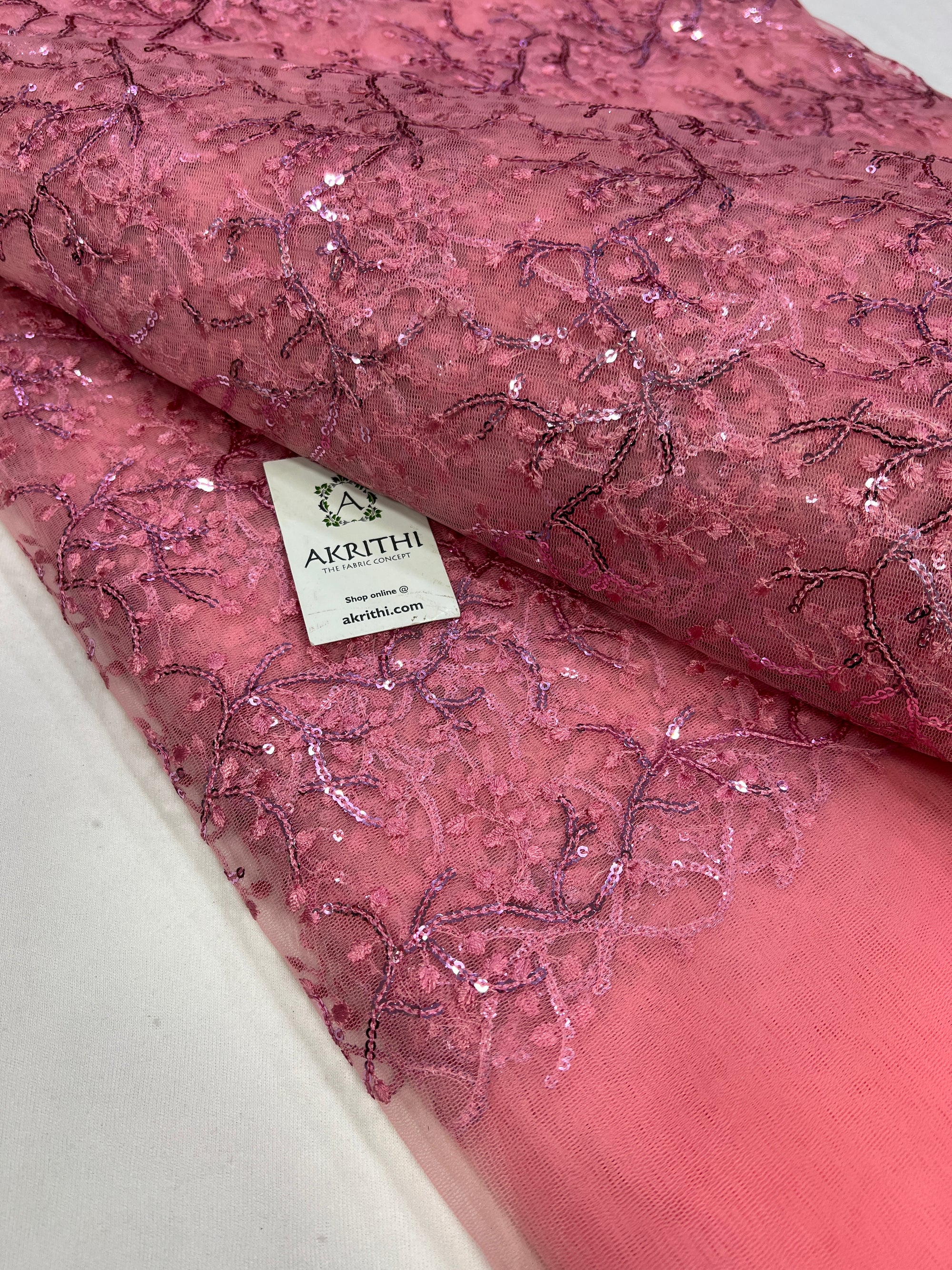 Embroidery on net fabric