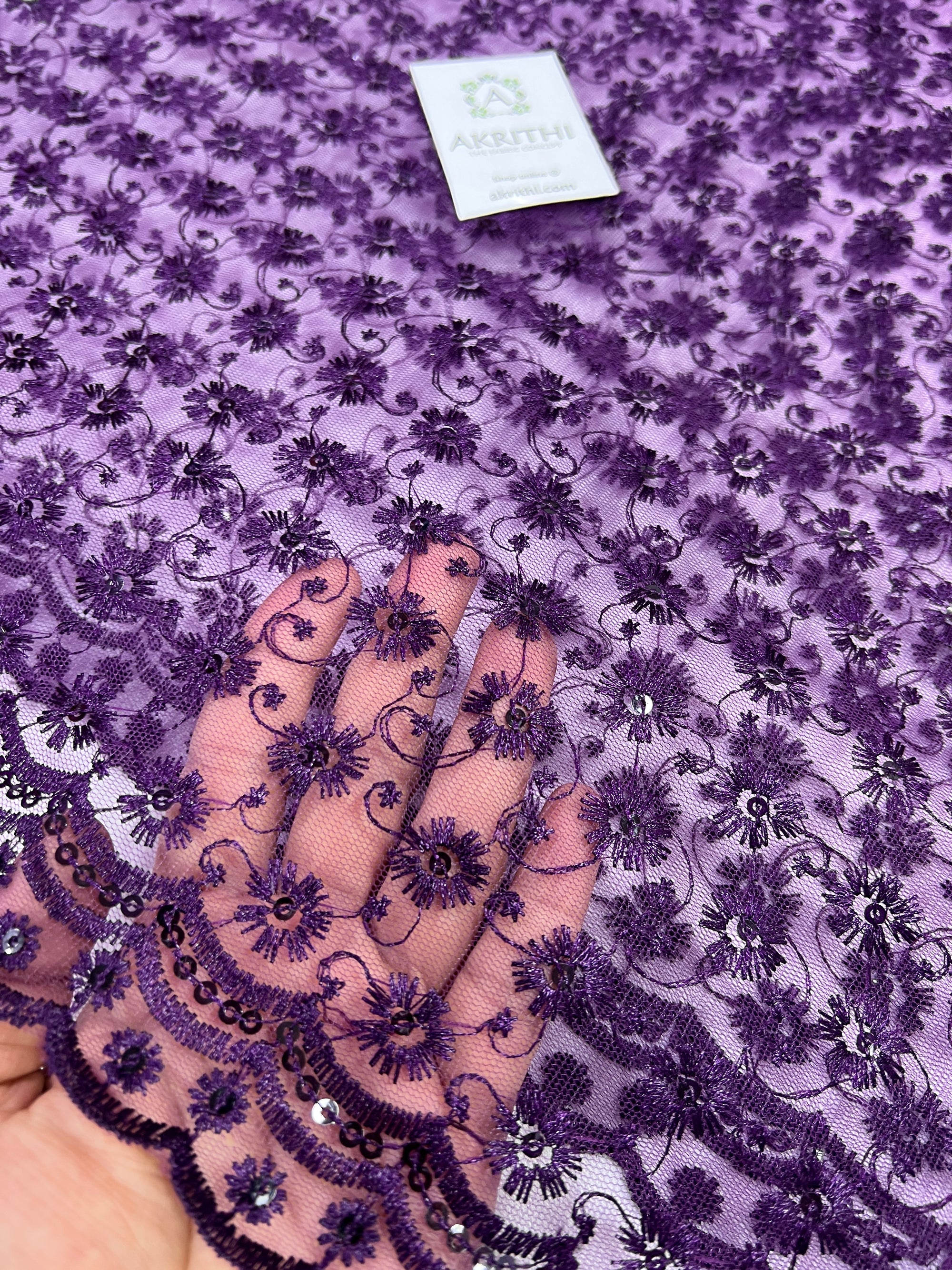 Embroidery on net fabric