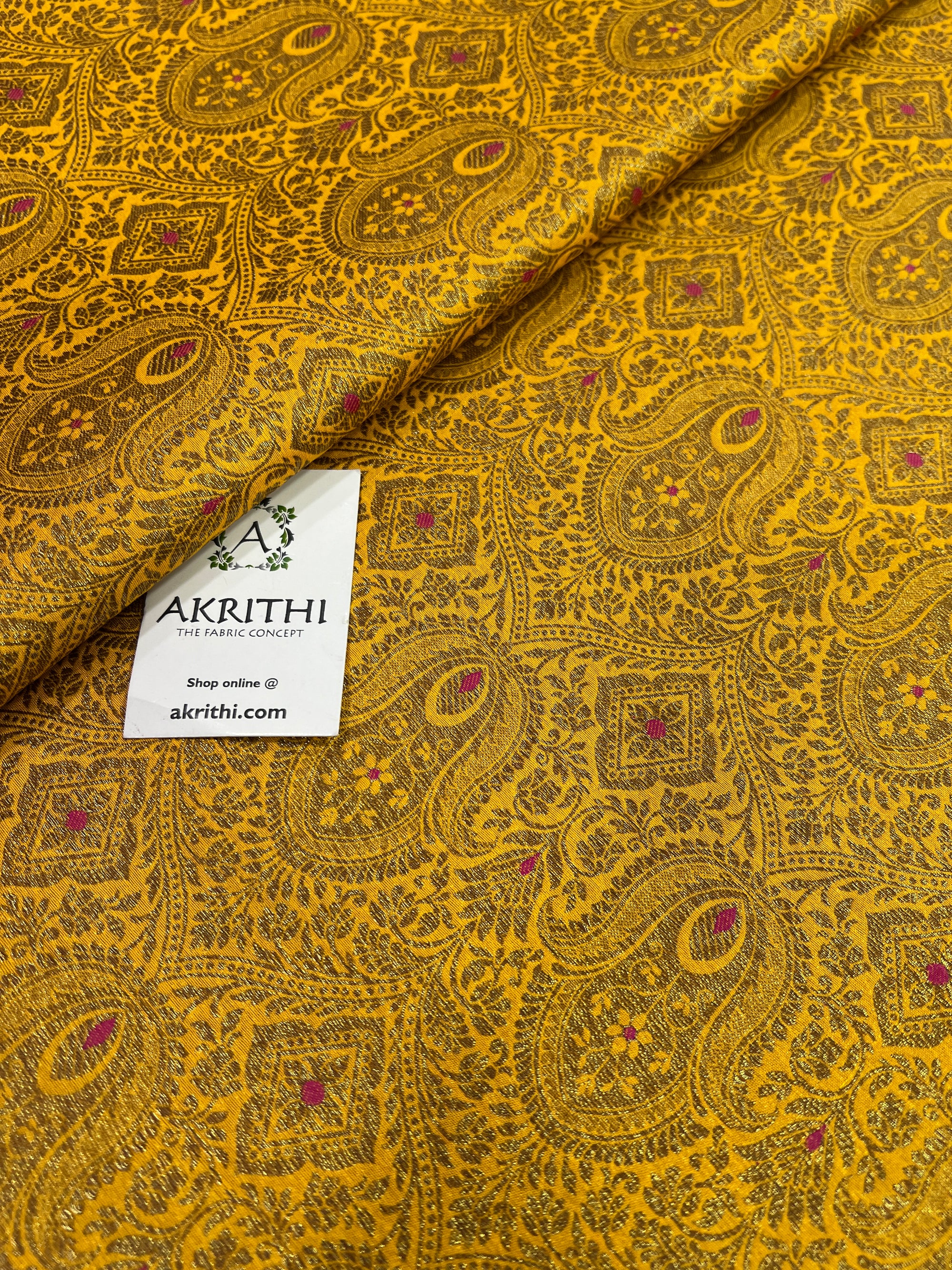 Handloom Banarasi brocade fabric with antique zari