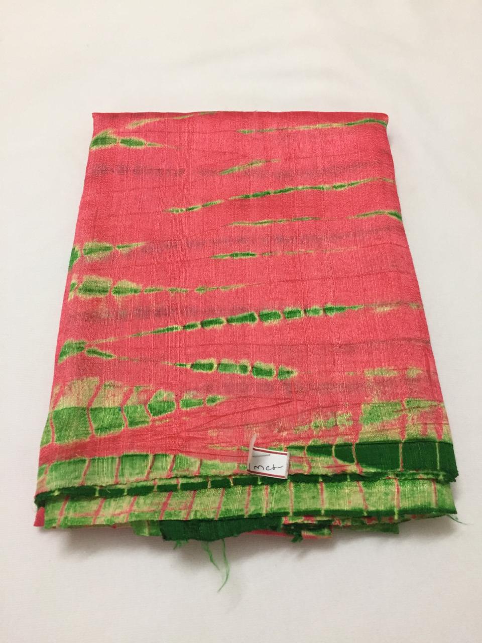 Tie and dye Pure raw silk fabric