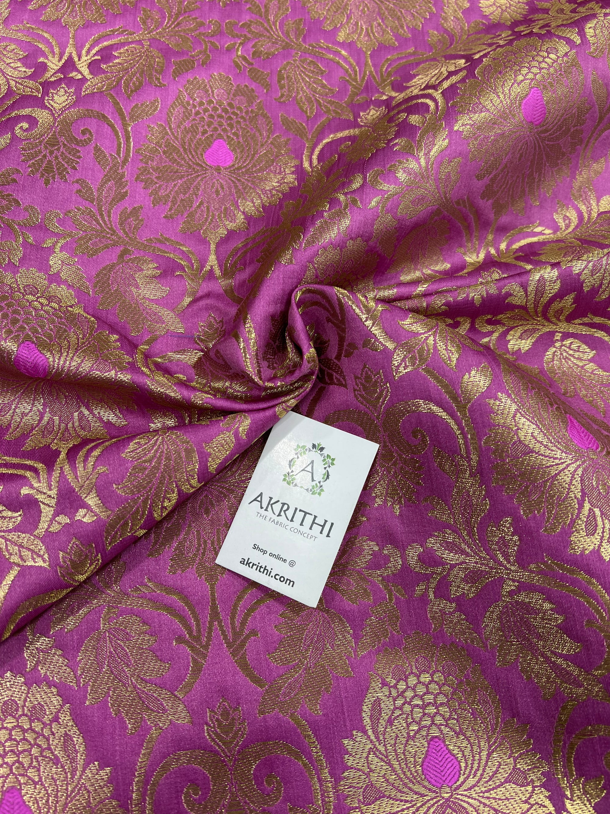 Banarasi brocade fabric onion pink