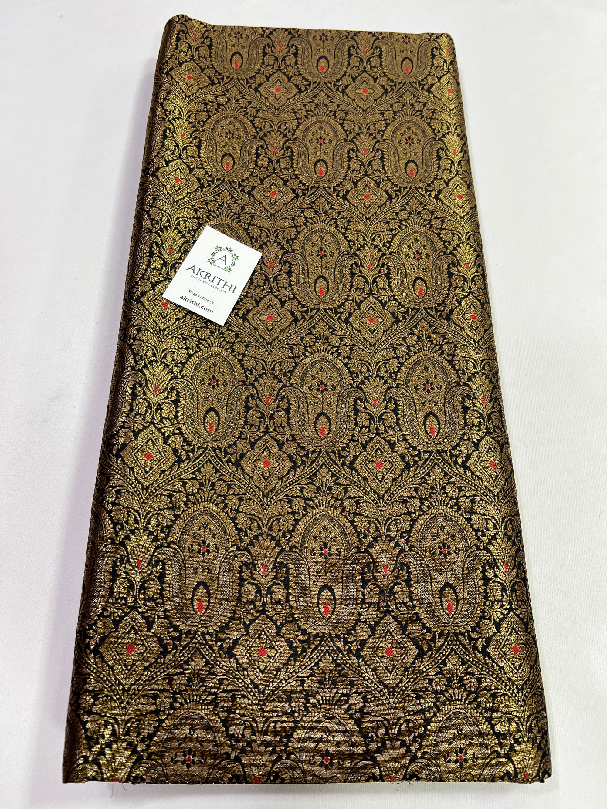 Handloom Banarasi brocade fabric with antique zari