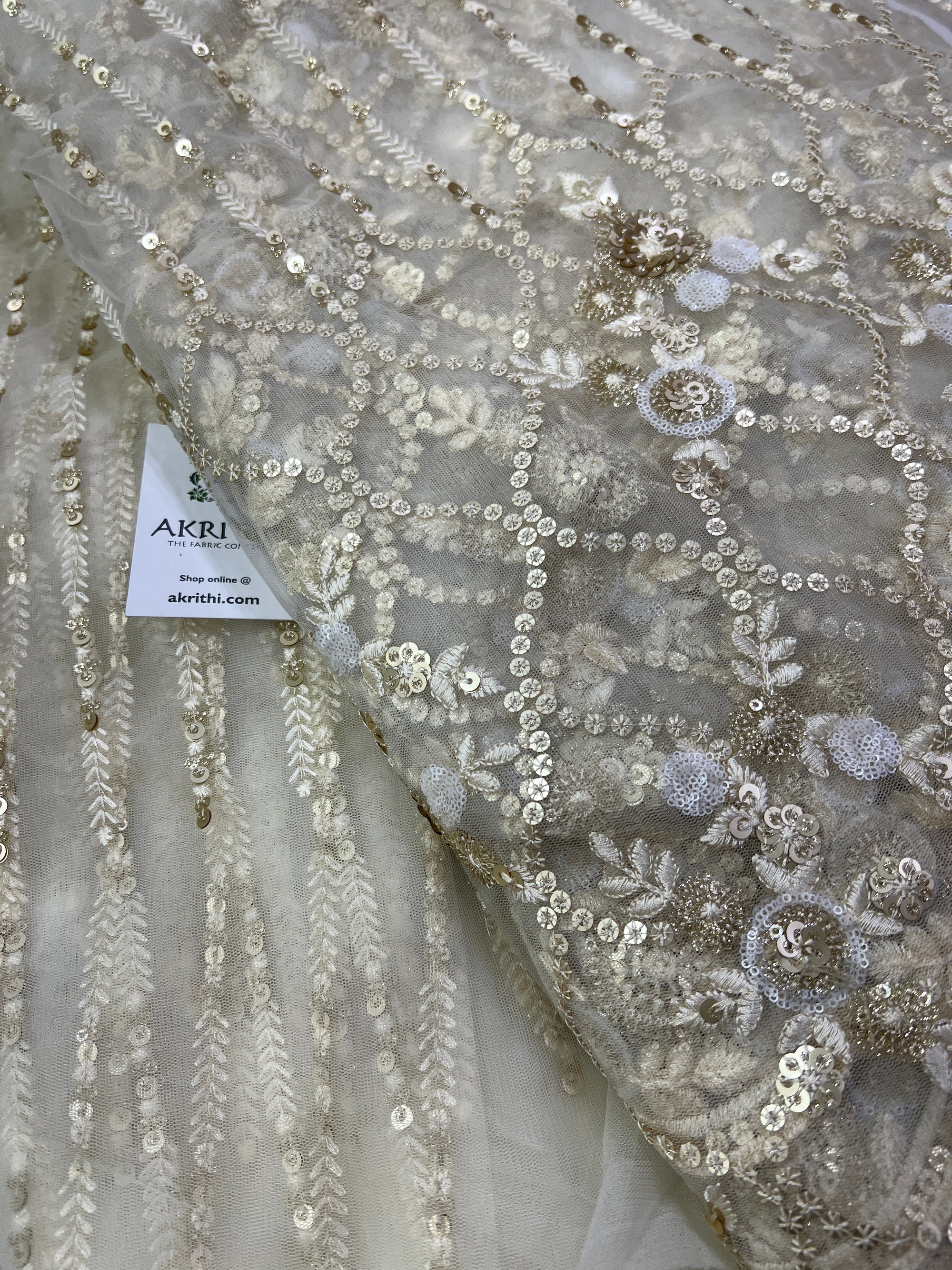 Embroidery on net fabric